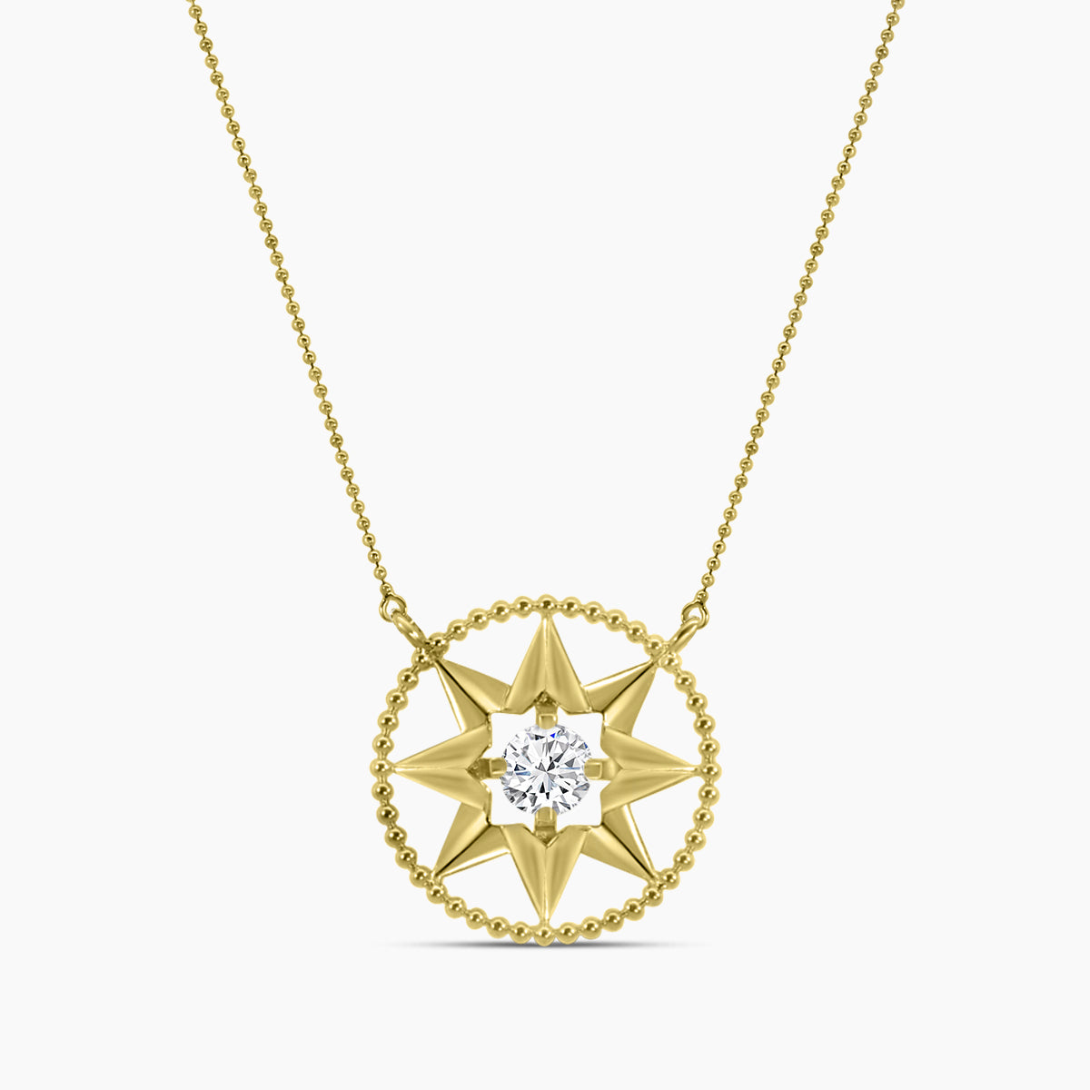 0.50 Ctw Diamond Compass Star Solitaire Pendant with Chain