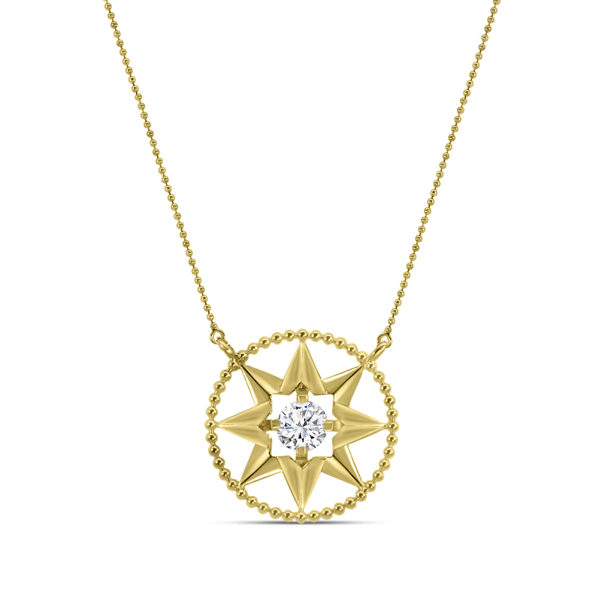 0.50 Ctw Diamond Compass Star Solitaire Pendant with Chain