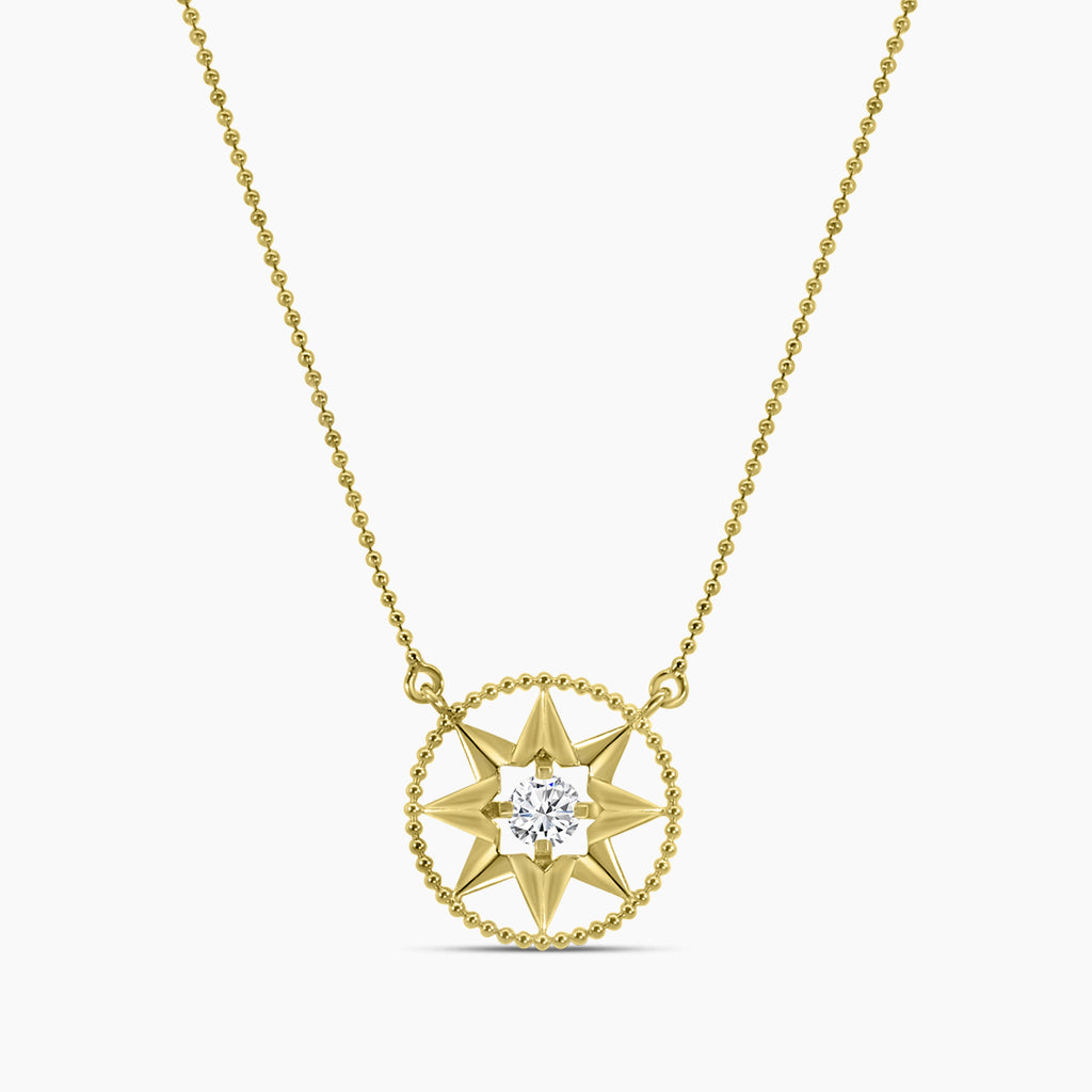 0.20 Ctw Diamond Compass Star Solitaire Pendant with Chain