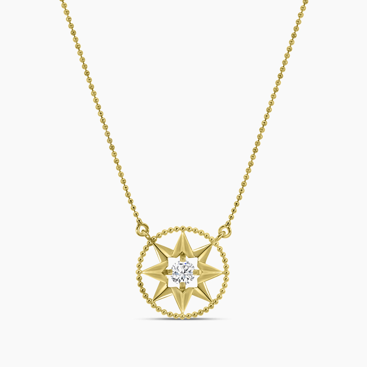 0.20 Ctw Diamond Compass Star Solitaire Pendant with Chain