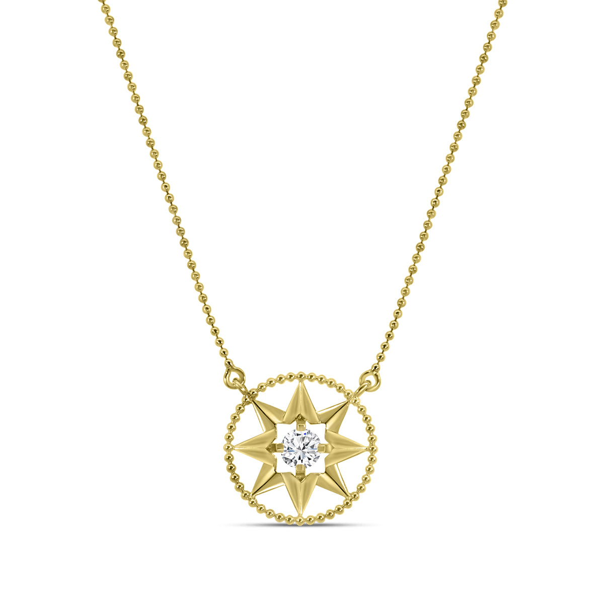 0.20 Ctw Diamond Compass Star Solitaire Pendant with Chain