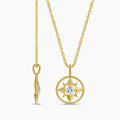 0.20 Ctw Diamond Compass Rose Solitaire Pendant with Chain