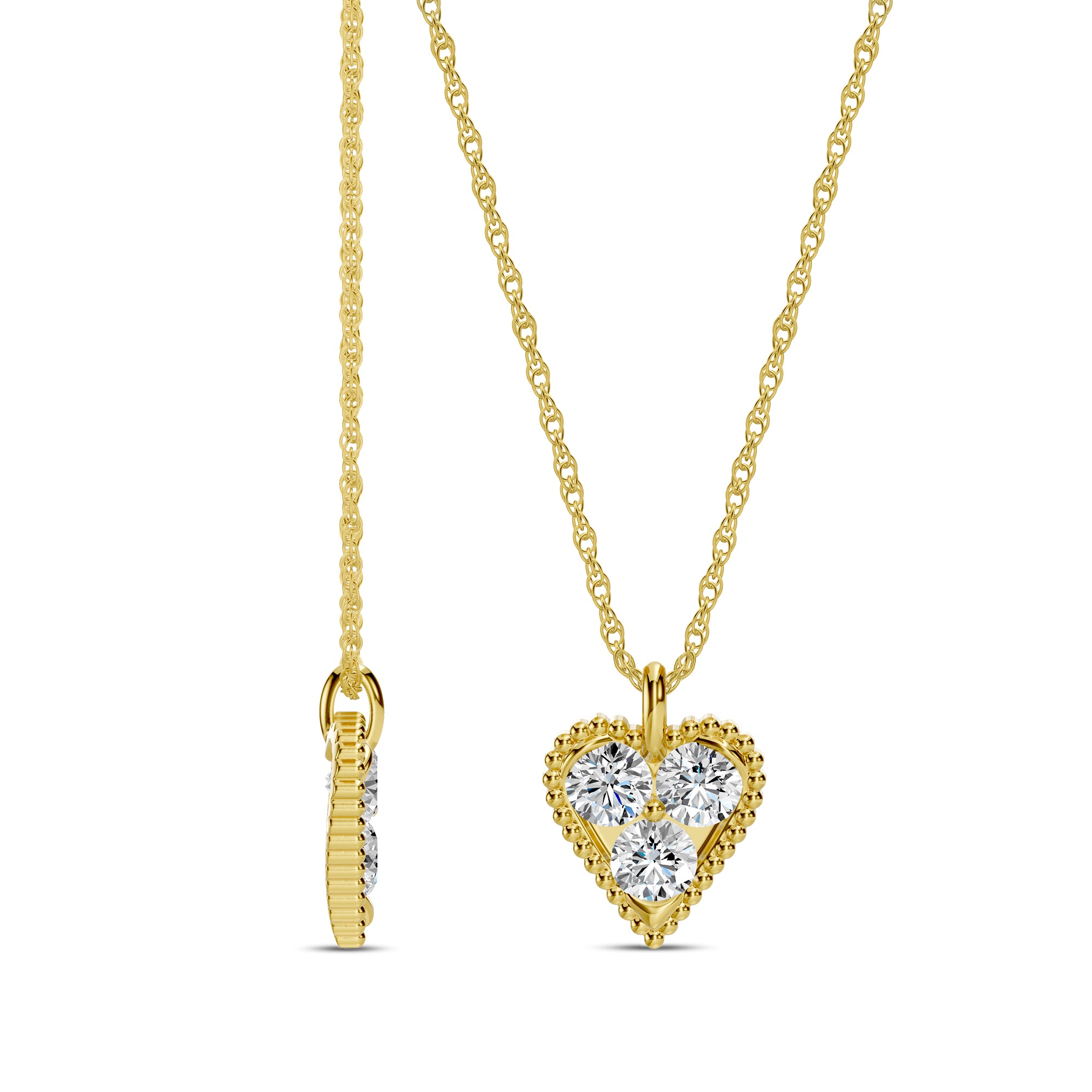 1.00 Ctw Lab Grown Diamond Heart Shape Pendant with Chain