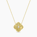 Classic Bezel Set Solitaire 0.25Ctw Diamond Clover Shape Necklace
