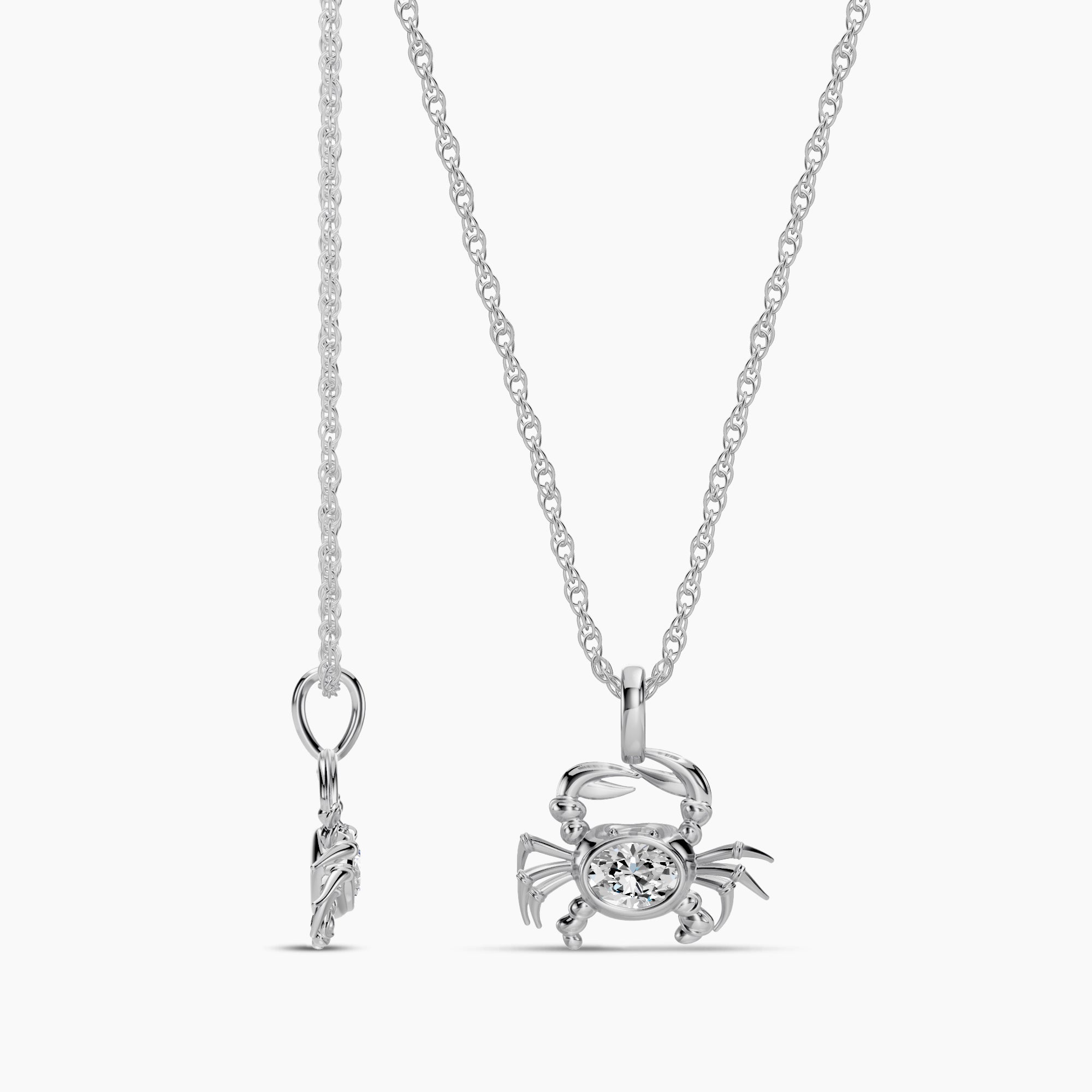 10KW 0.20 Ctw Lab Grown Diamond Crab Pendant with Chain