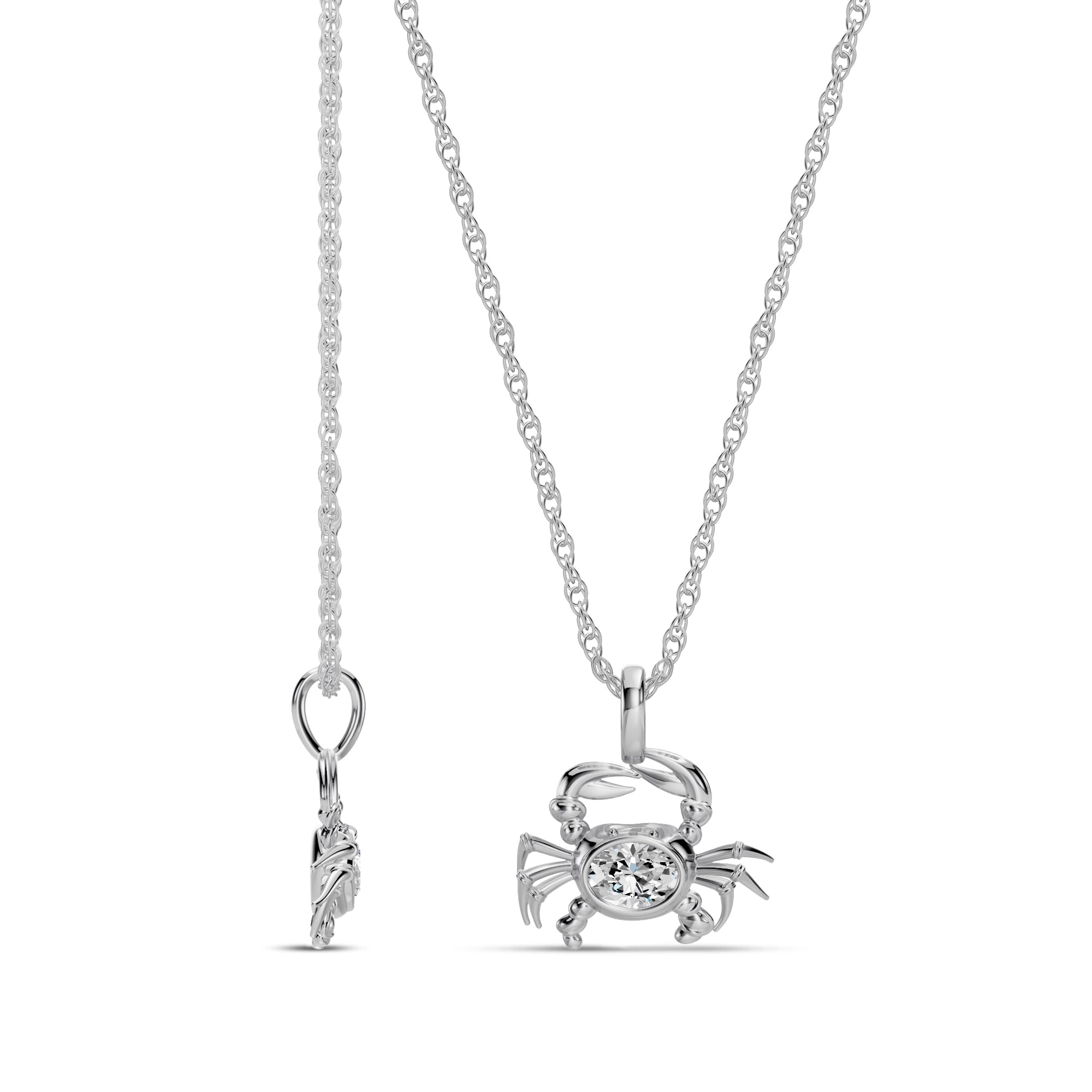 10KW 0.20 Ctw Lab Grown Diamond Crab Pendant with Chain