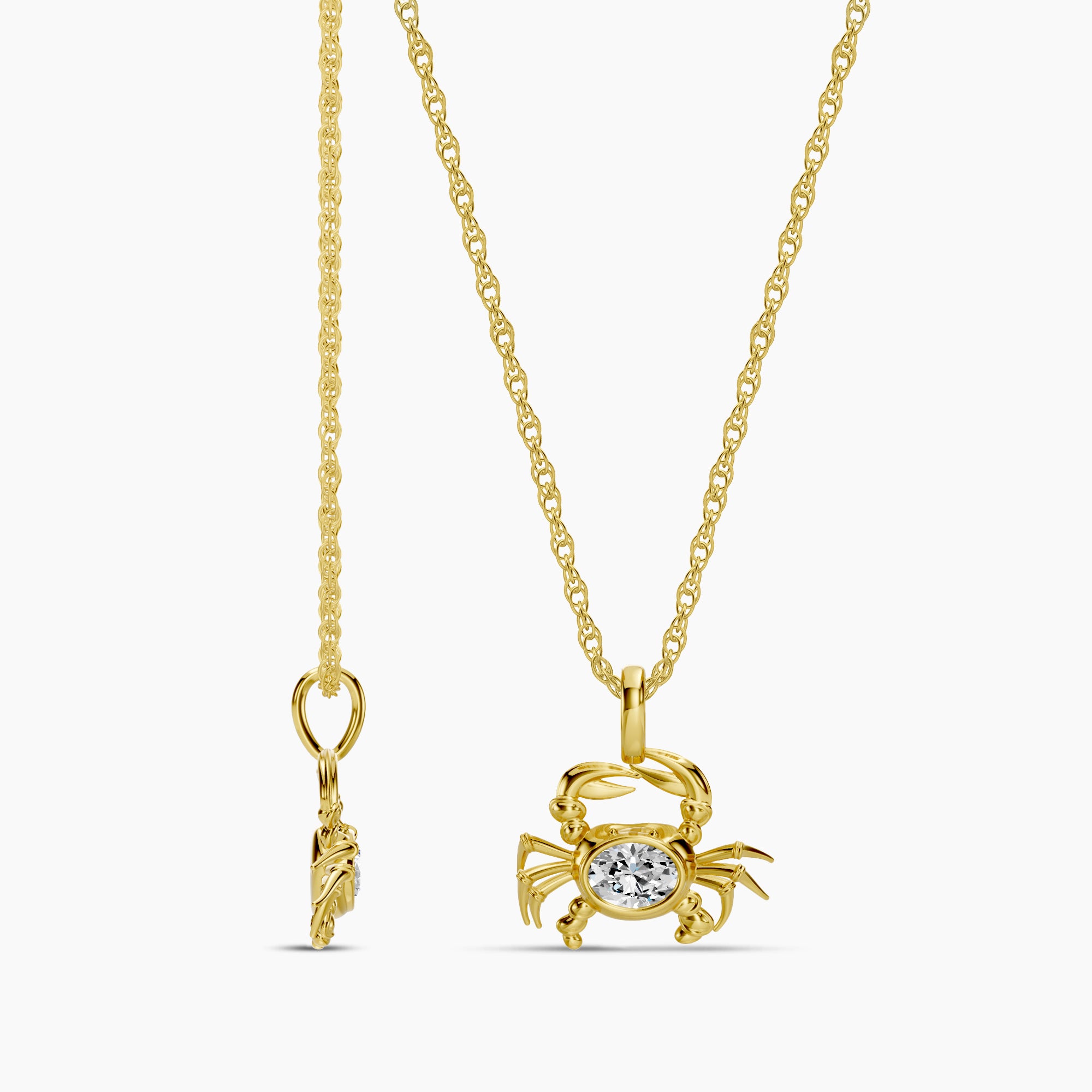 10KW 0.20 Ctw Lab Grown Diamond Crab Pendant with Chain