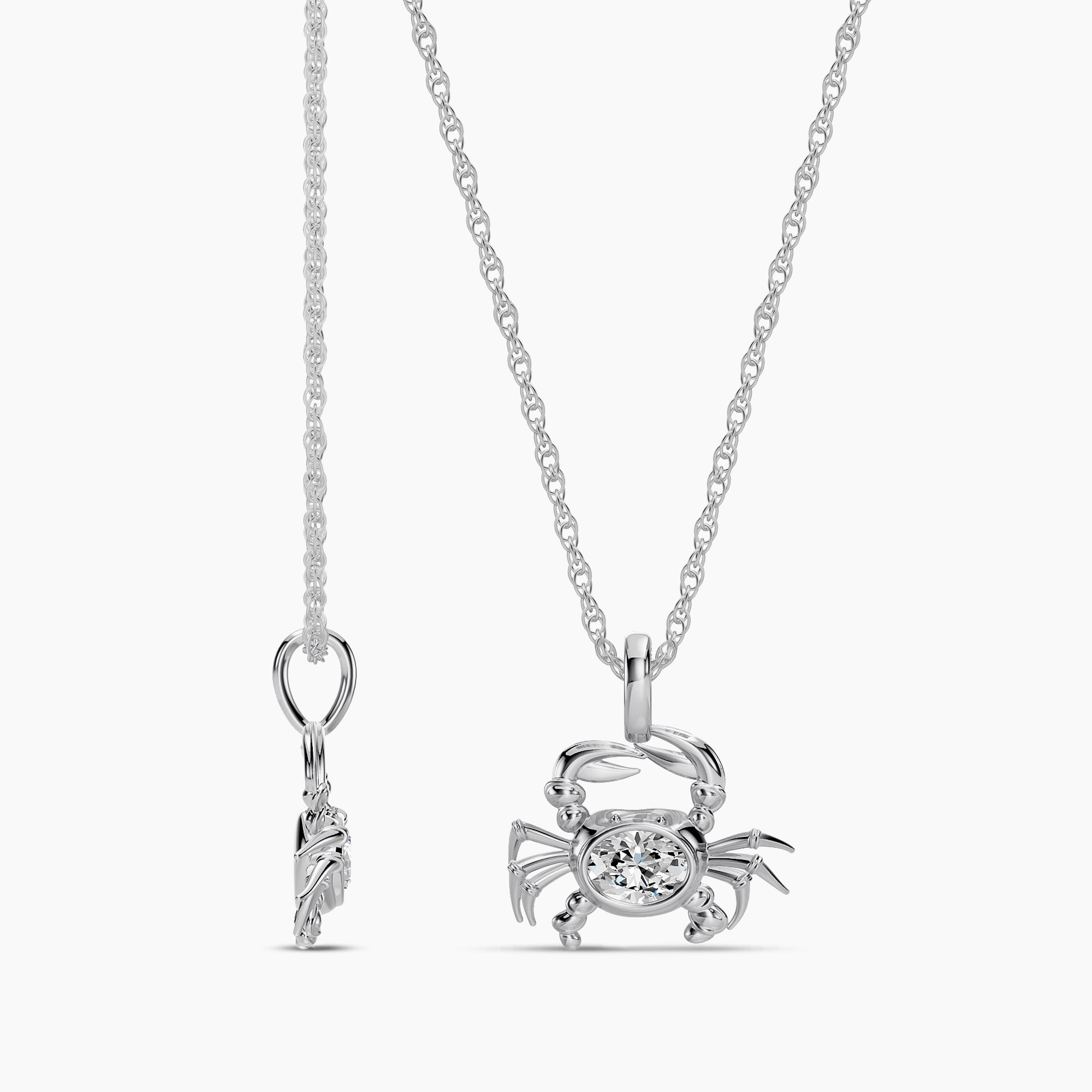 14KW 0.50 Ctw Lab Grown Diamond Crab Pendant with Chain