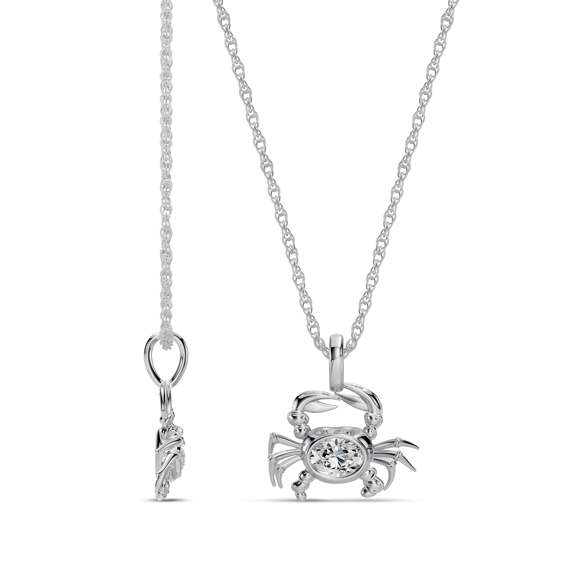14KW 0.50 Ctw Lab Grown Diamond Crab Pendant with Chain