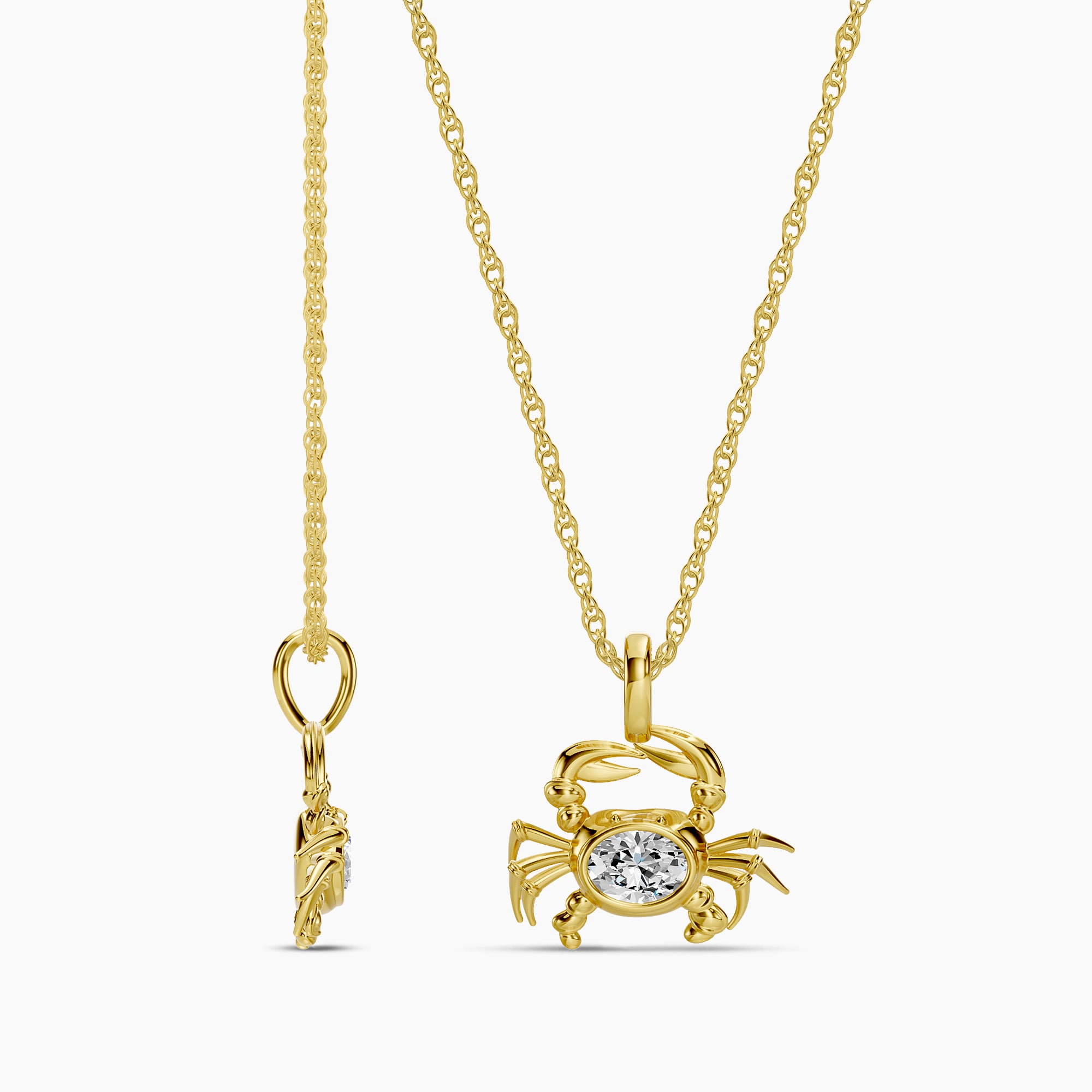 14KW 0.50 Ctw Lab Grown Diamond Crab Pendant with Chain