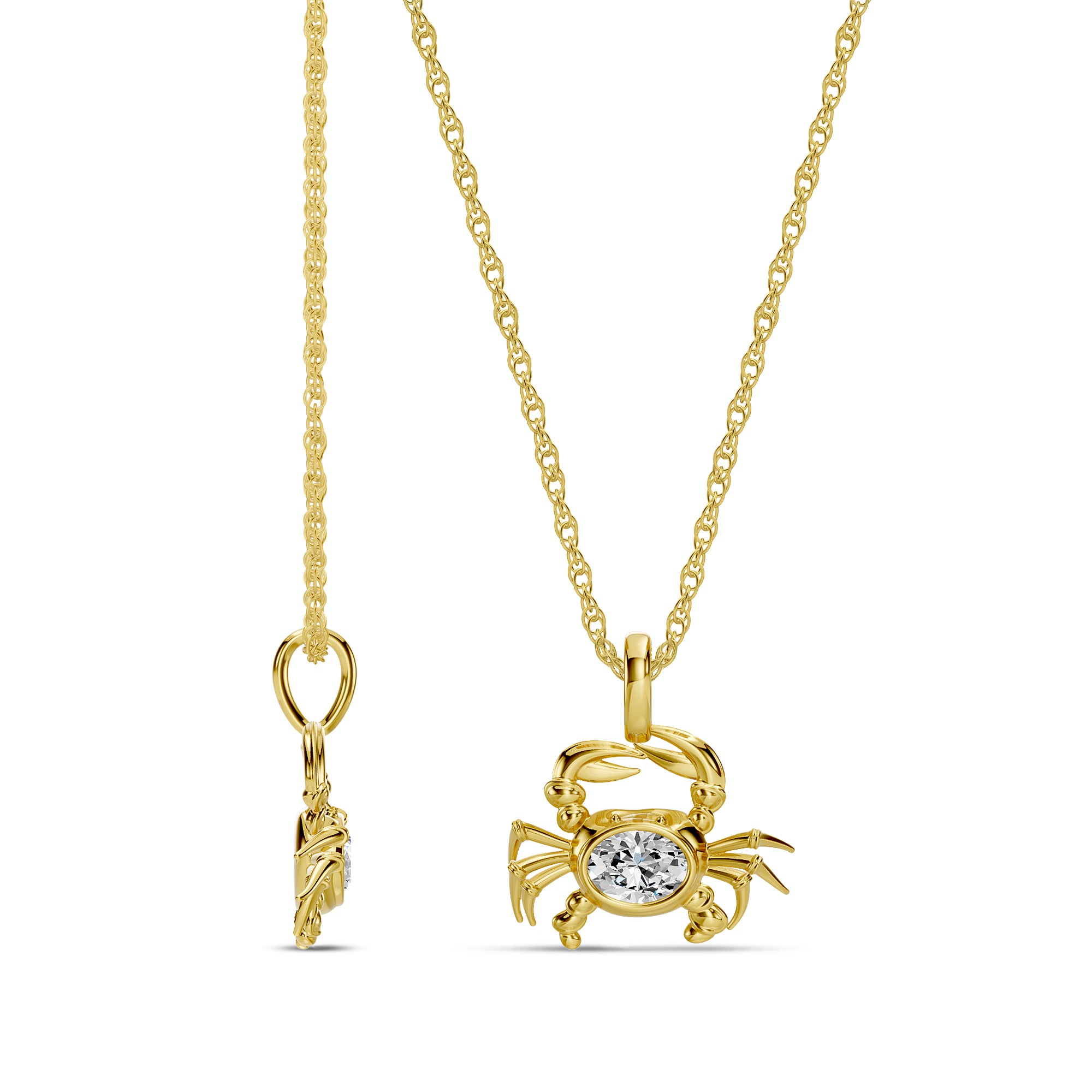 14KW 0.50 Ctw Lab Grown Diamond Crab Pendant with Chain