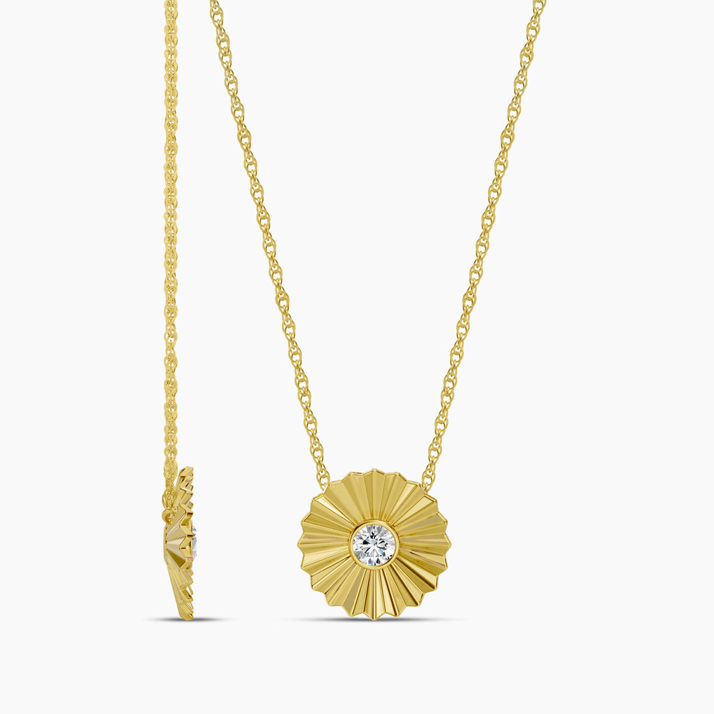 0.20 Ctw Lab Grown Diamond Sun Blast Flower Necklace