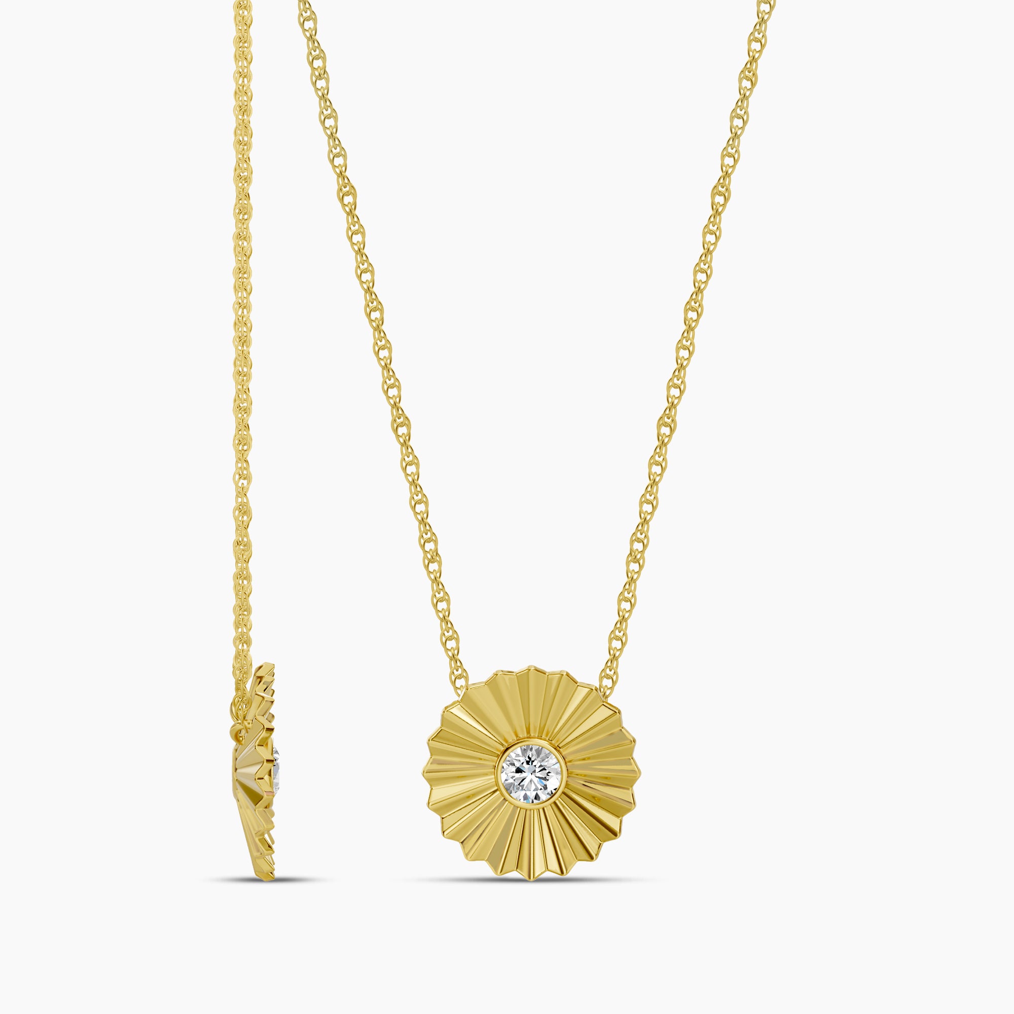 0.20 Ctw Lab Grown Diamond Sun Blast Flower Necklace