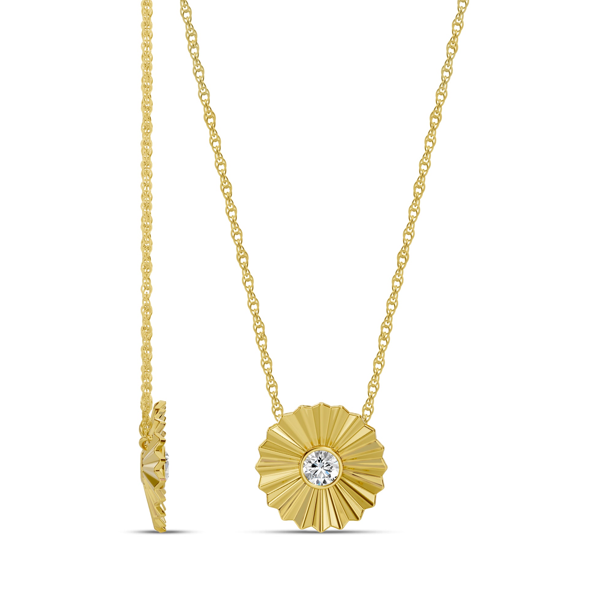 0.20 Ctw Lab Grown Diamond Sun Blast Flower Necklace