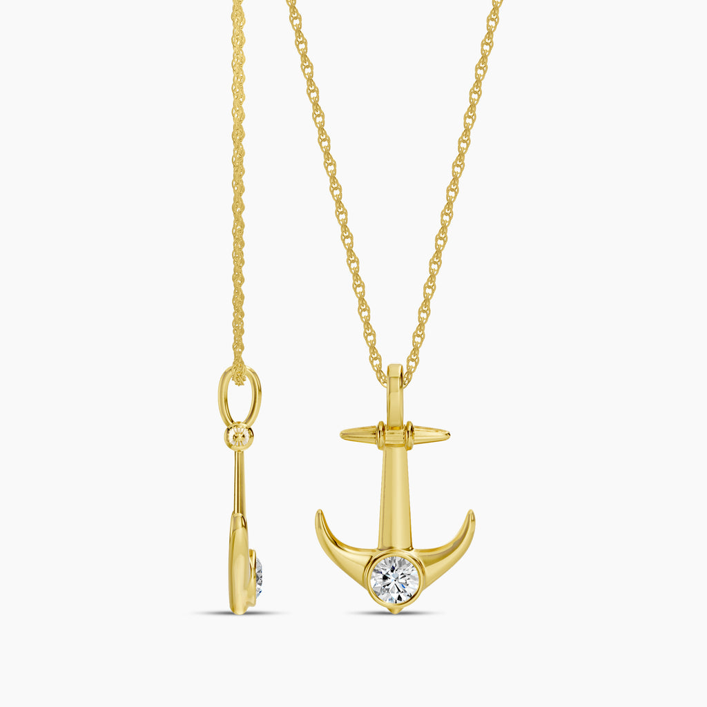 0.20 Ctw Diamond Anchor Pendant with Chain