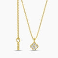 14KY 0.20 Ctw Diamond Clover Pendant with Chain