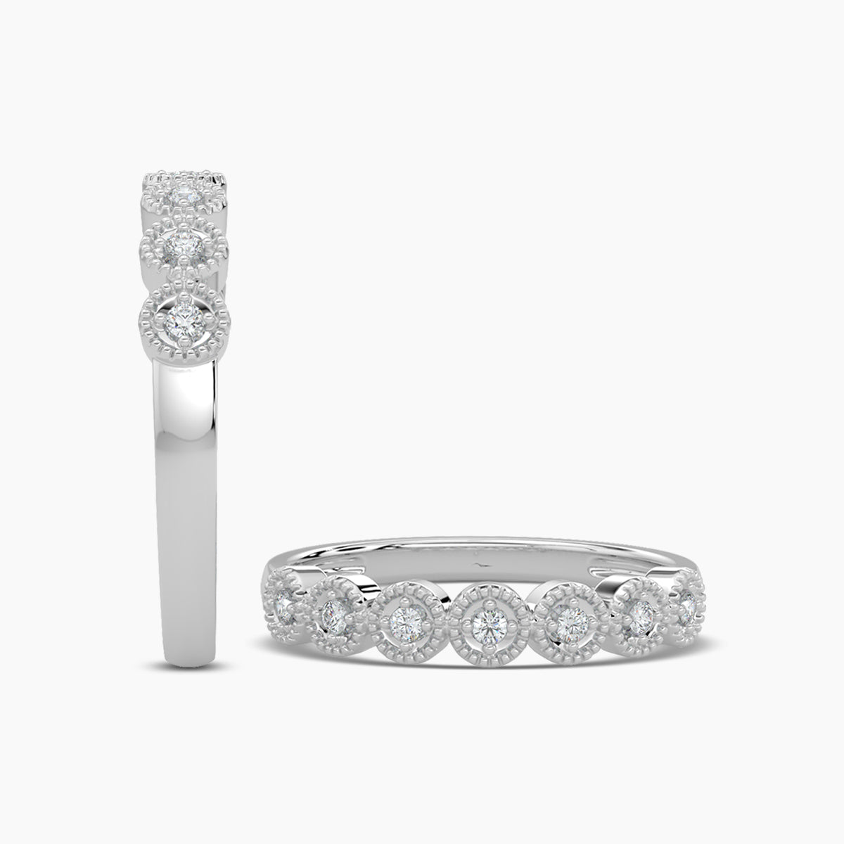 14KR 0.10 Ctw Circle Shape with Milgrain Diamond Band