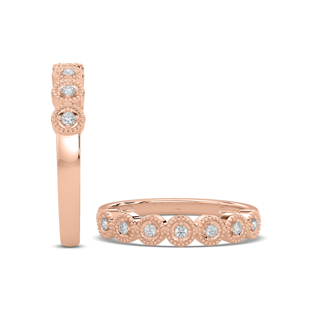 0.10 Ctw Circle Shape with Milgrain Diamond Band