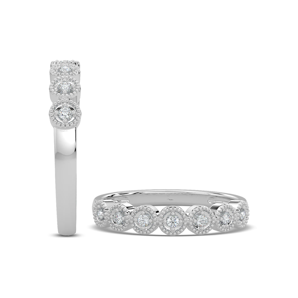 0.10 Ctw Circle Shape with Milgrain Diamond Band
