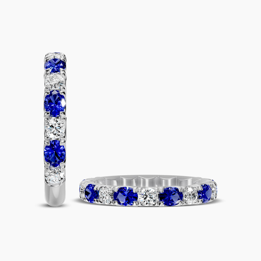 0.50 Ctw Diamond Band in U-Prong Setting with Alt Oval Sapphire