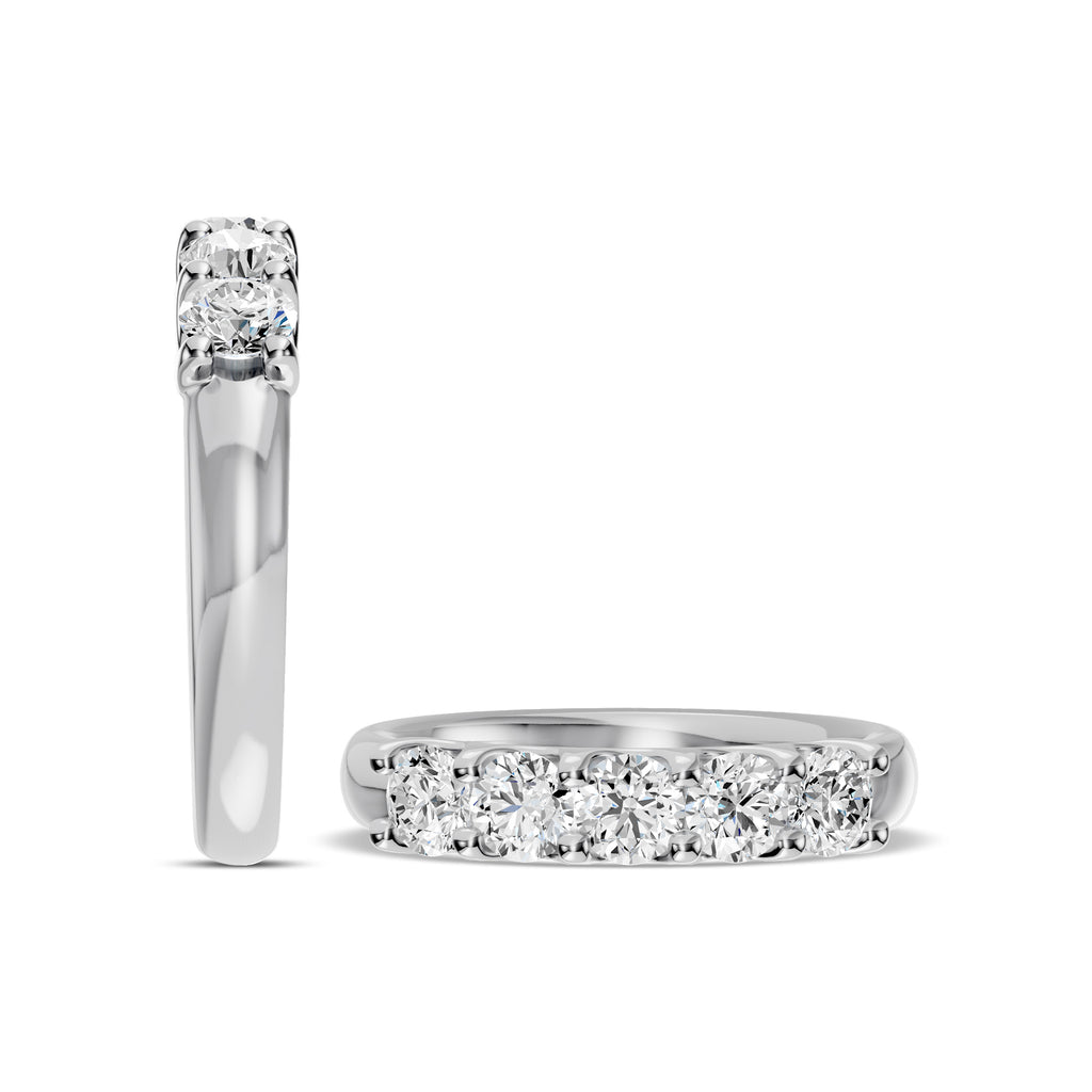 14KW 1.00 Ctw Five Stone Diamond Band in U-Prong Setting