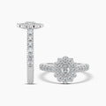 1 CTW Bridal oval flower Ring with 0.33 CT ov