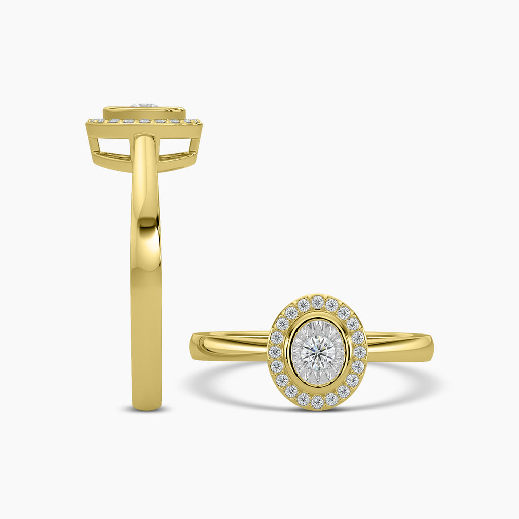 0.16 Ctw Halo Oval Shaped Diamond Ring with Miracle Setting