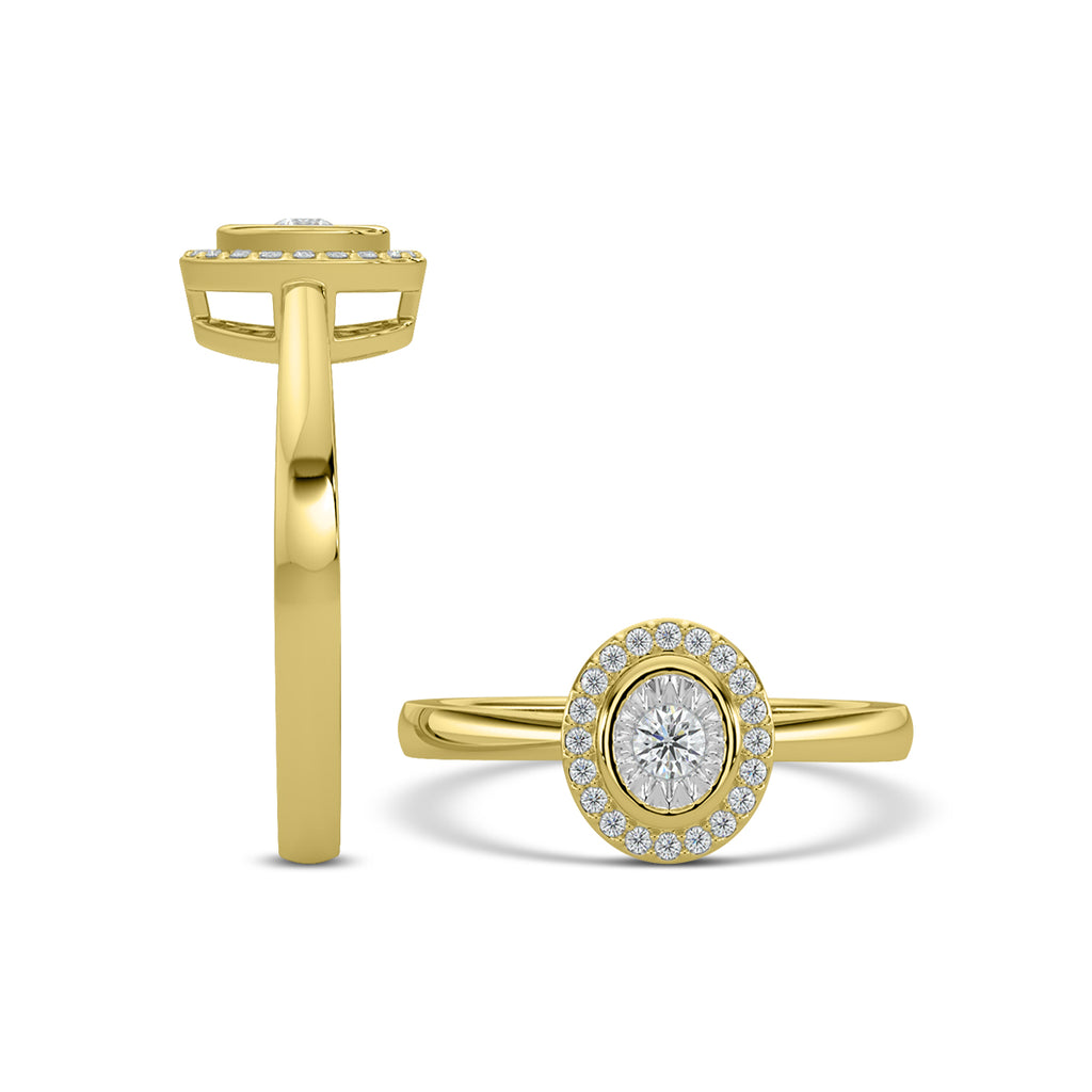 0.16 Ctw Halo Oval Shaped Diamond Ring with Miracle Setting
