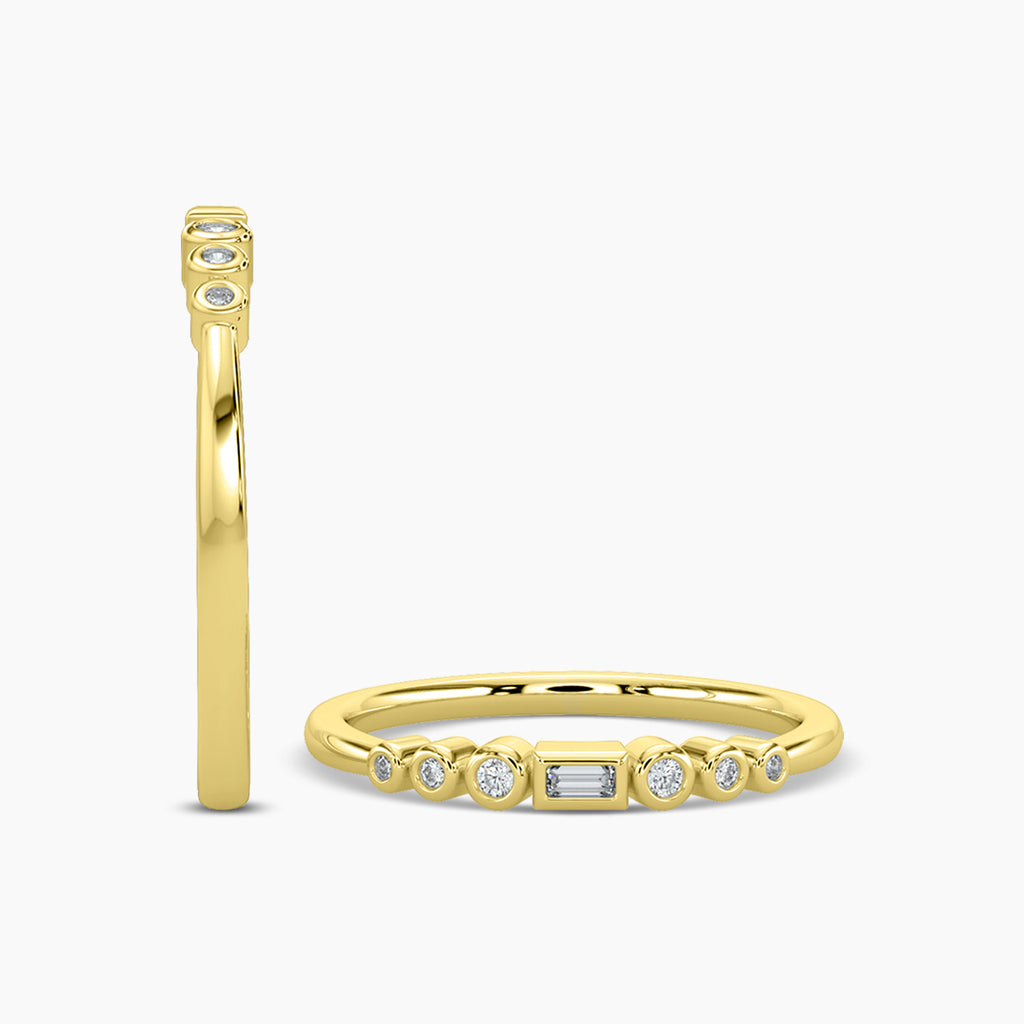 0.10 Ctw Dot with Center Baguette Diamond Band