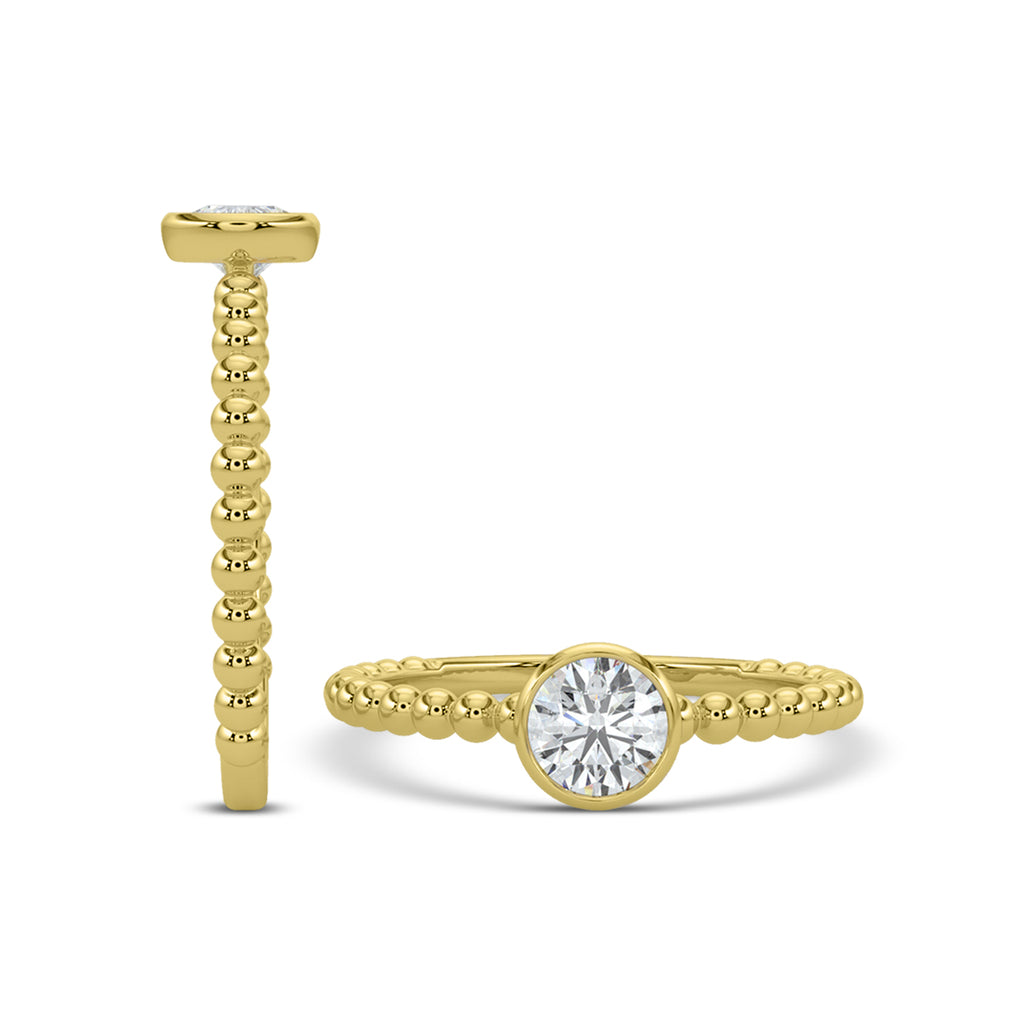 0.50CTW Diamond Beaded Bezel Setting Ring