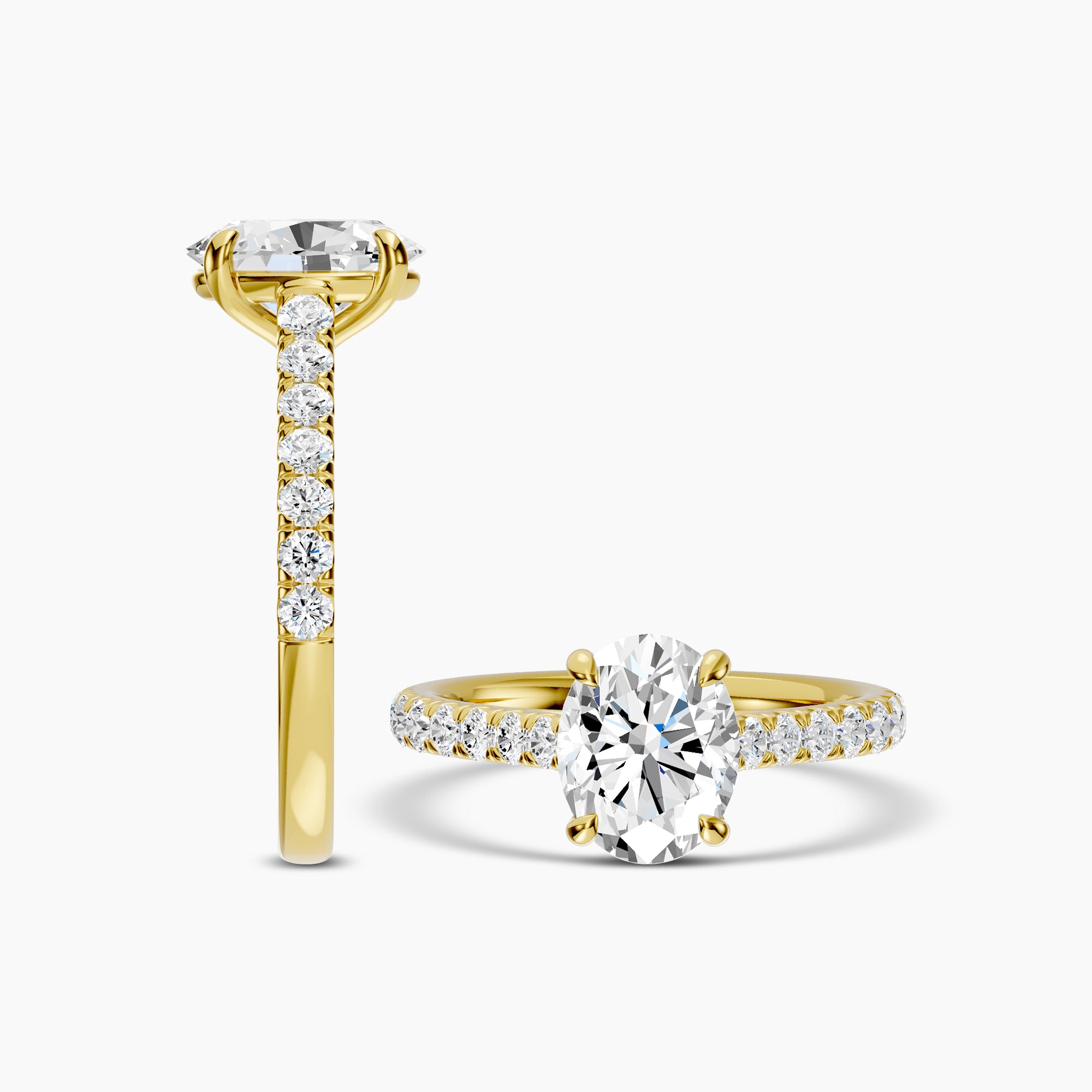 14KY 2.50 Ctw Classic Lab Grown Diamond Engagement Ring (2.00 Ctw Oval Center) IGI-750530657-2.07 E;VS2