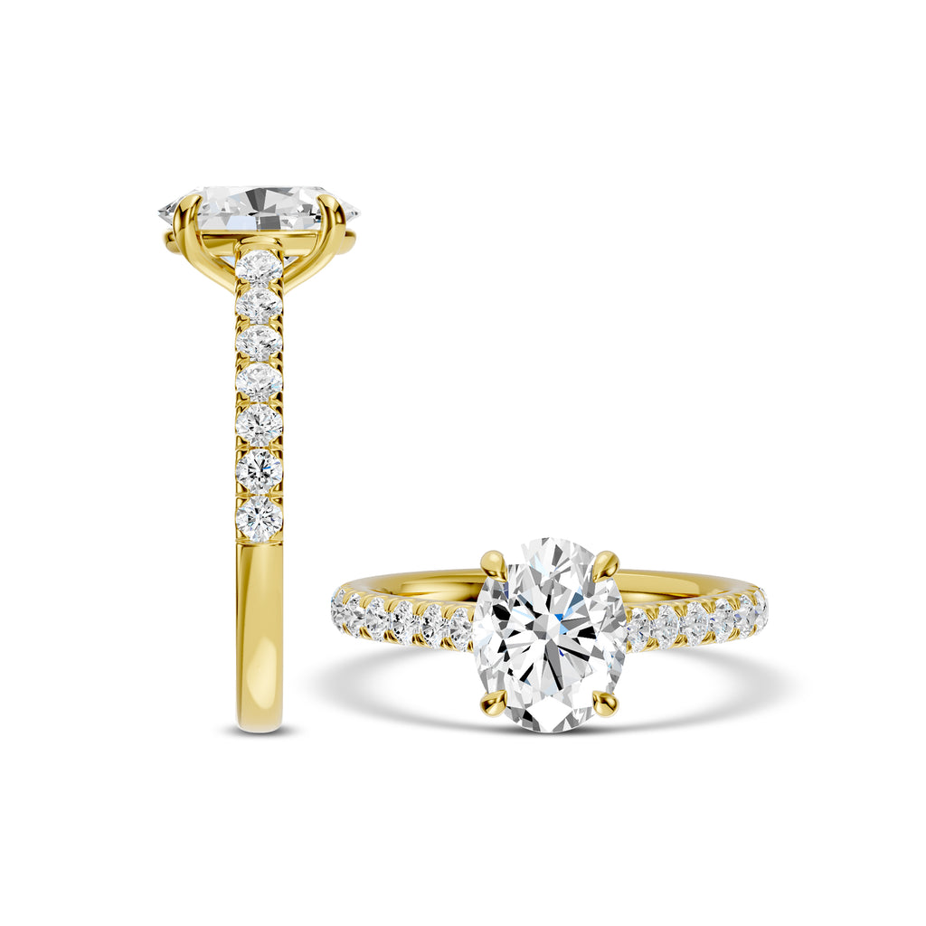 14KY 2.50 Ctw Classic Lab Grown Diamond Engagement Ring (2.00 Ctw Oval Center) IGI-750530657-2.07 E;VS2