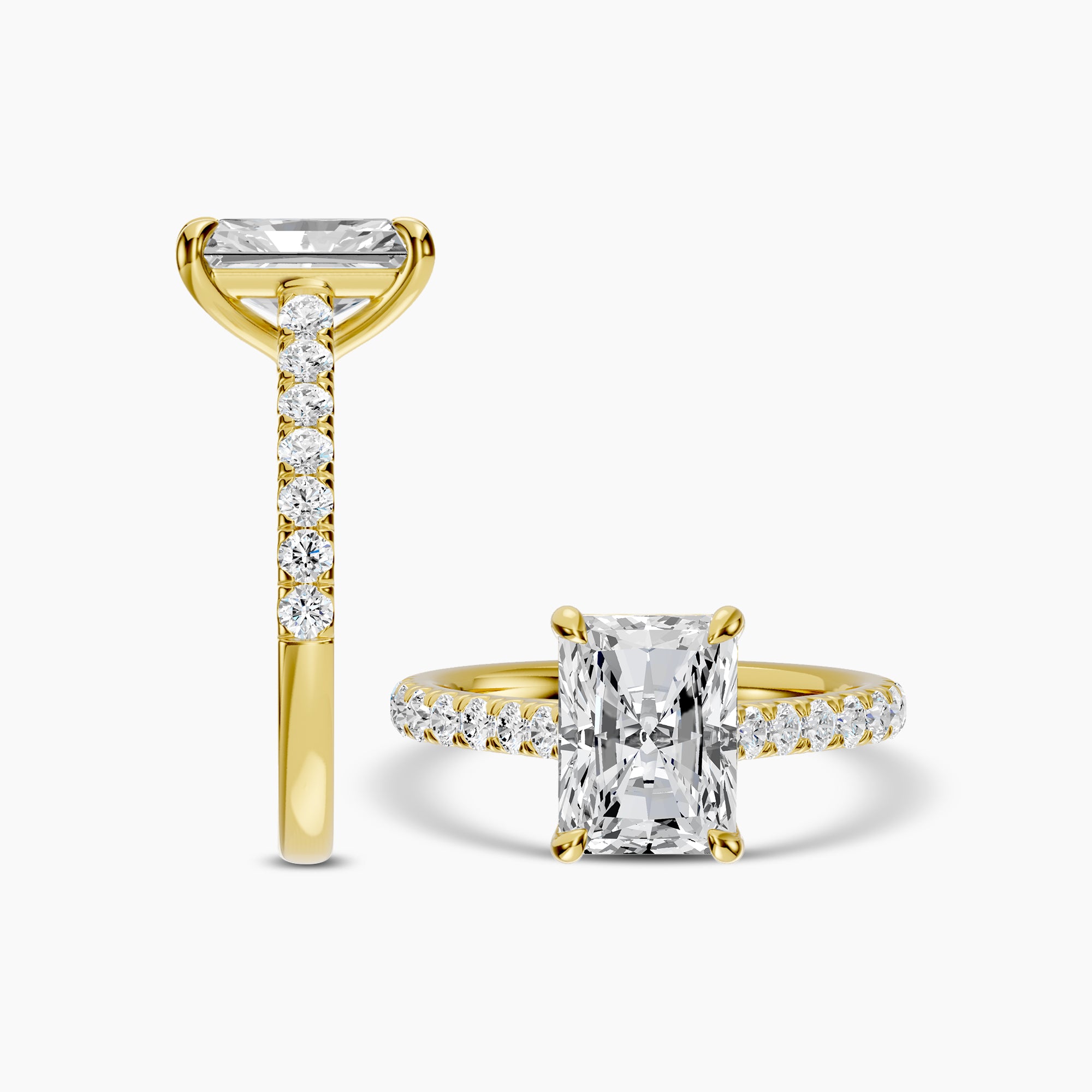 14KW 2.50 Ctw Classic Lab Grown Diamond Engagement Ring (2.00 Ctw Radiant Center) IGI-790671649-2.05 E;VS1