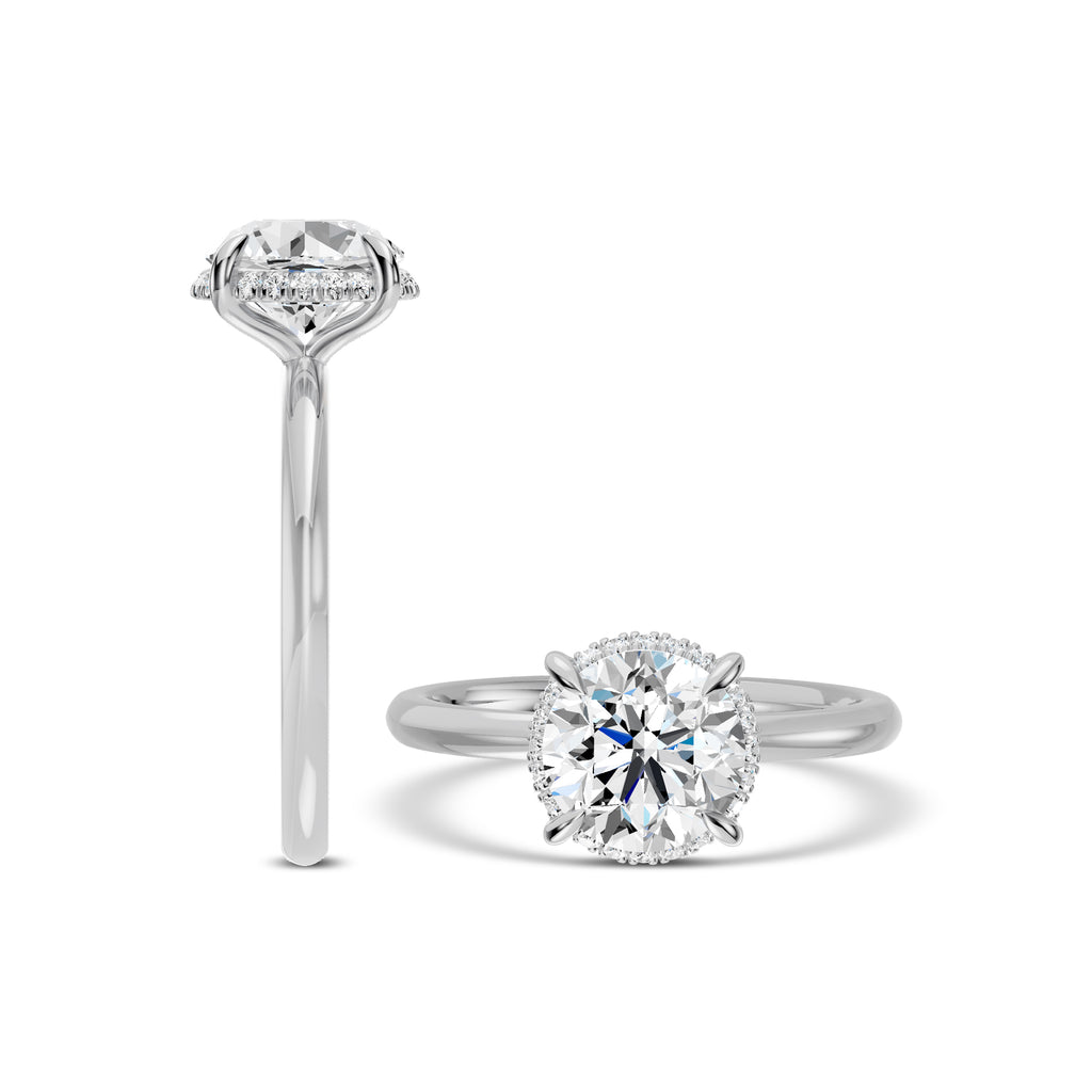 2.10 Ctw Classic Lab Grown Diamond Engagement Ring (2.00 Ctw Round Center) With Hidden Halo IGI-683503466-2.09 F;VS2
