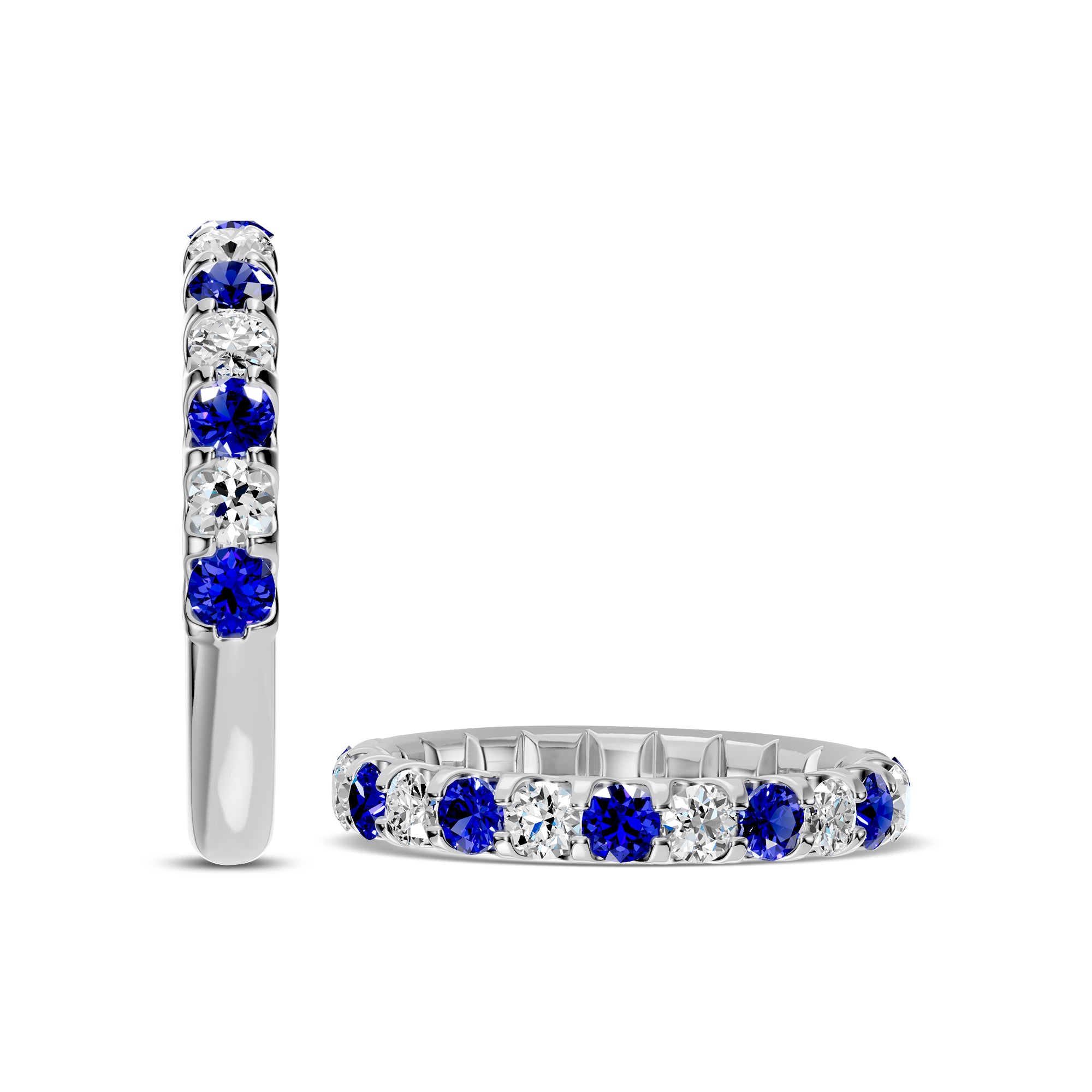 0.50 Ctw Halfway Diamond Band in U-Prong Setting WITH Alt Round Sapphire