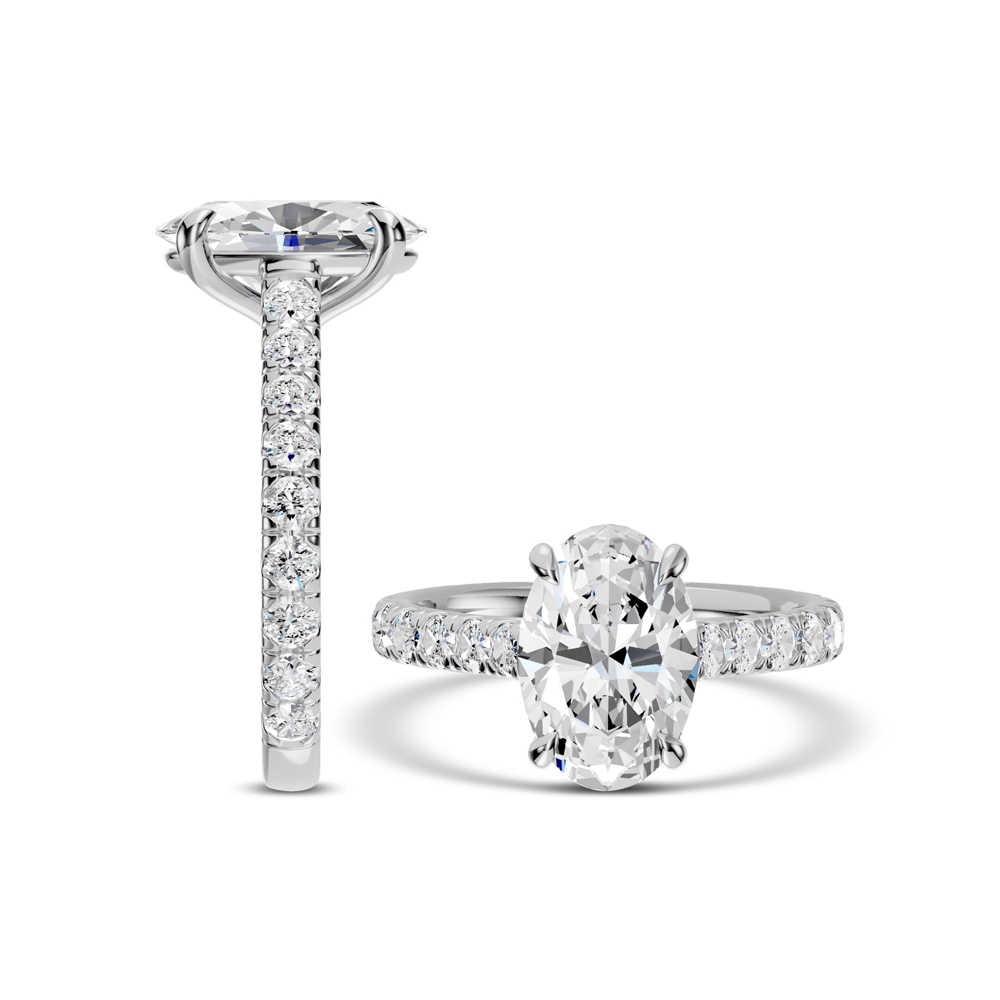 14KW 4.00 Ctw Classic Lab Grown Diamond Engagement Ring (3.00 Ctw Oval Center) IGI-780648046-3.00 F;VS2