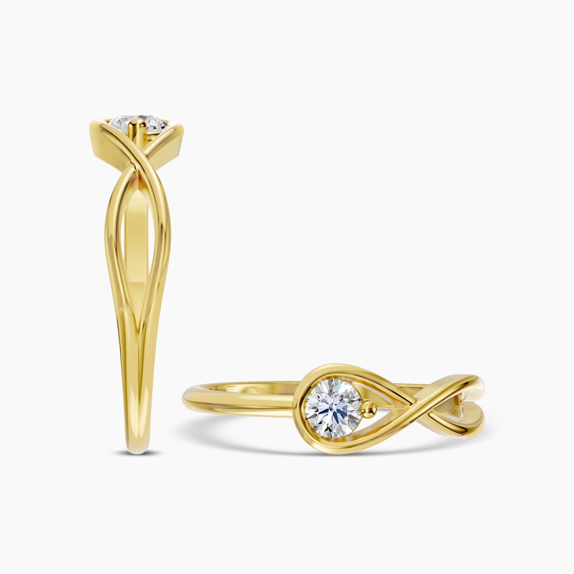 14KW 0.20 Ctw Diamond Infinity Shape Solitaire Ring