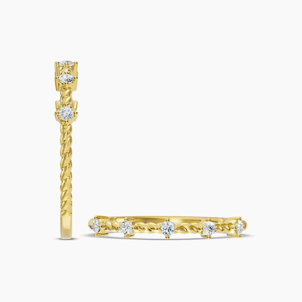 14KY 0.10 Ctw Diamond Five Stone Stackable Twisted Ring