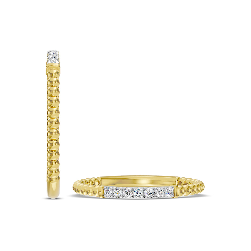14TT 0.10 Ctw Diamond 7 Stone Beaded Stackable Ring