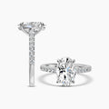 14KW 3.50 Ctw Classic Lab Grown Diamond Engagement Ring (3.00 Ctw Oval Center) IGI-774643868-3.05 E;VS1