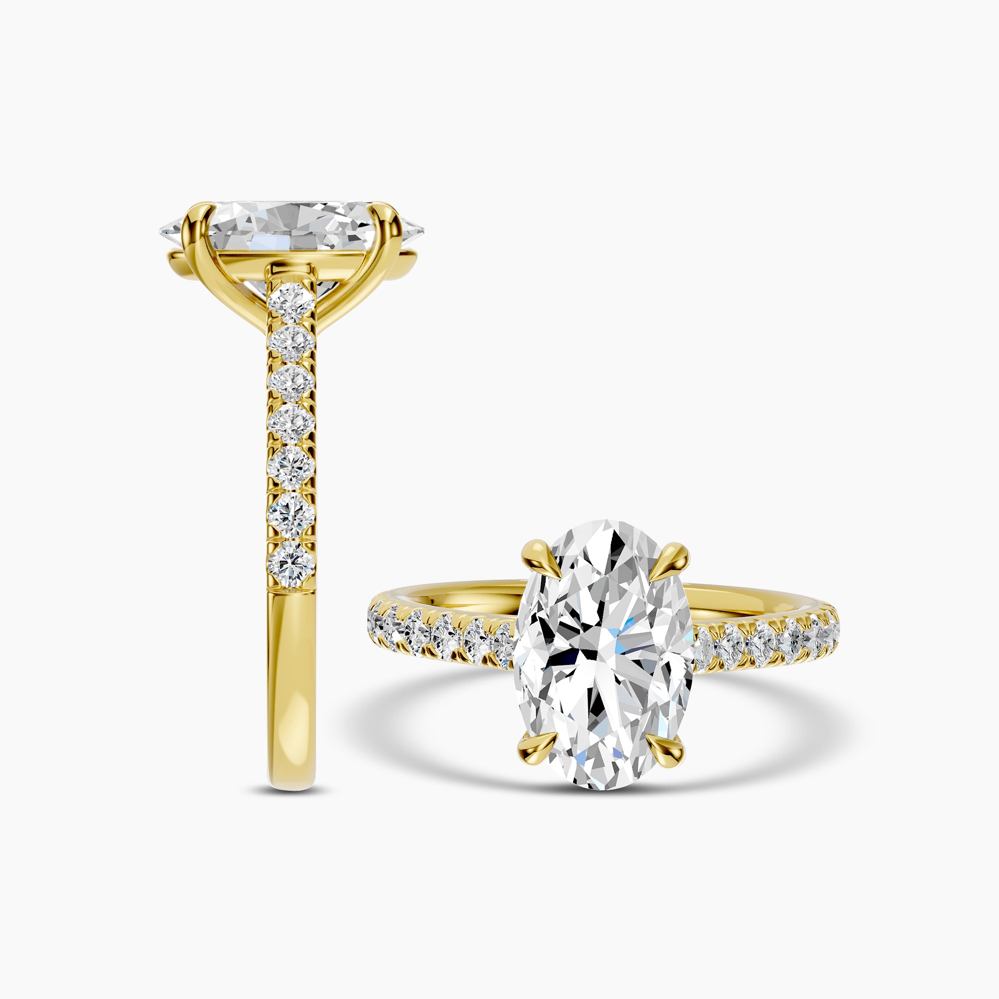 14KW 3.50 Ctw Classic Lab Grown Diamond Engagement Ring (3.00 Ctw Oval Center) IGI-774643868-3.05 E;VS1