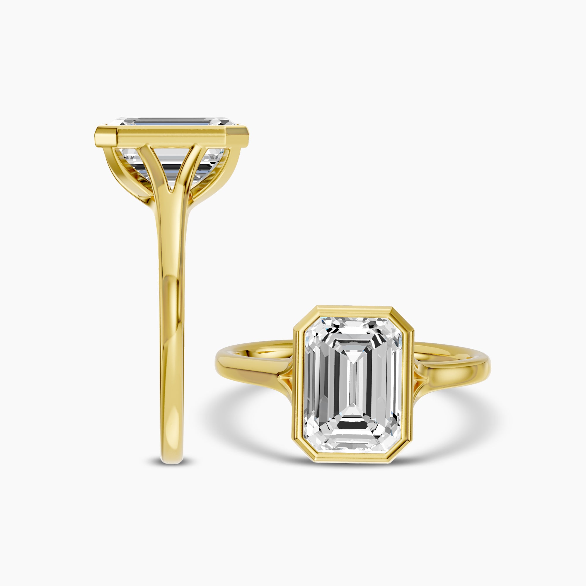 14KY 3.00 Ctw Classic Lab Grown Diamond Emerald Bezel Set Ring IGI-788614922-3.09 F;VS1