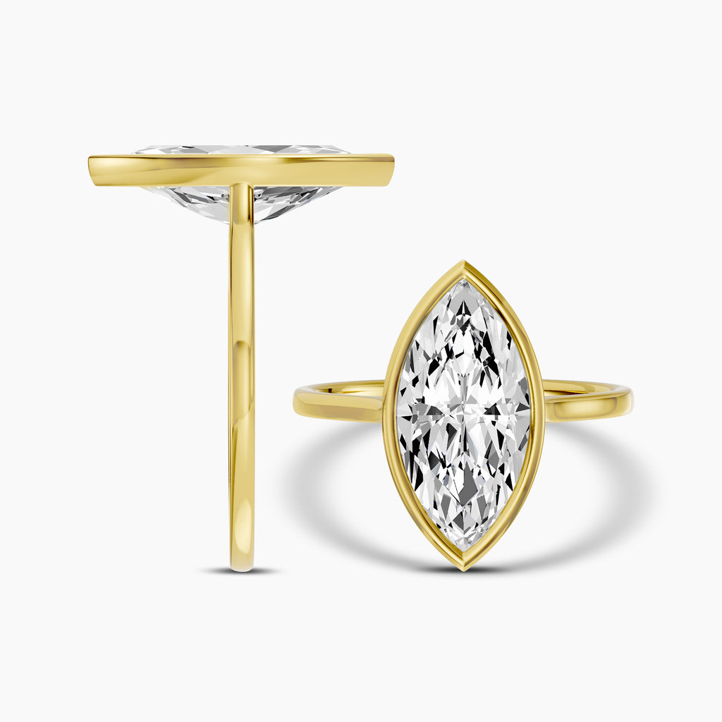 14KY 3.00 Ctw Classic Lab Grown Diamond Marquise Bezel Set Ring IGI-743599882-3.08 F;VS2