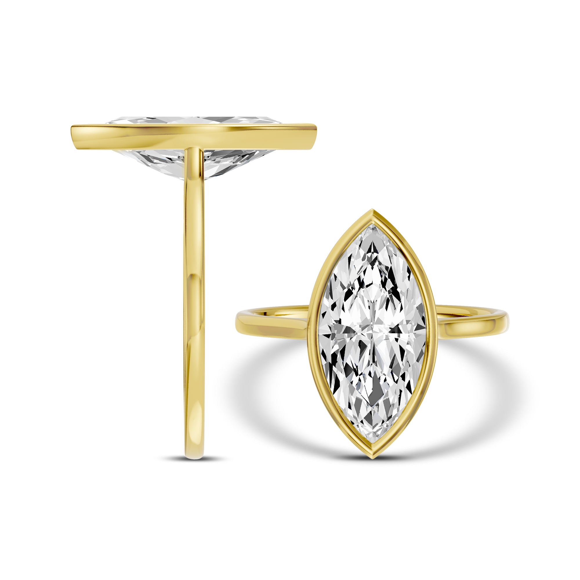 14KY 3.00 Ctw Classic Lab Grown Diamond Marquise Bezel Set Ring IGI-743599882-3.08 F;VS2