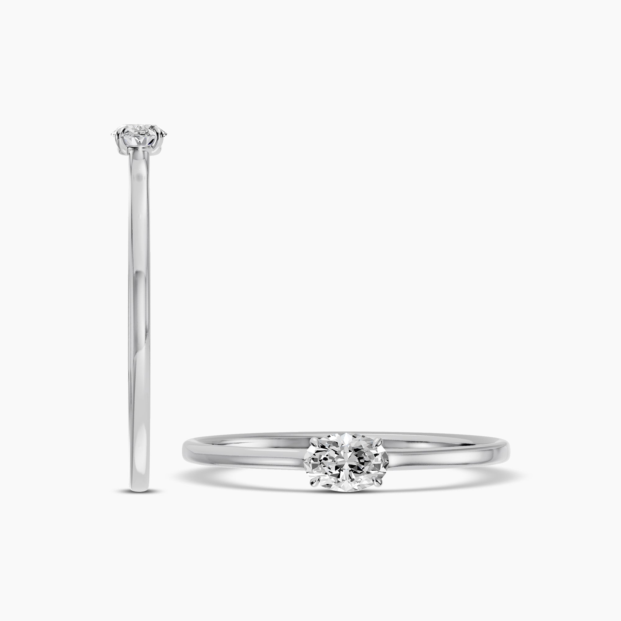14KY 0.20 Ctw Lab Grown East-West Oval Diamond Stackable Ring