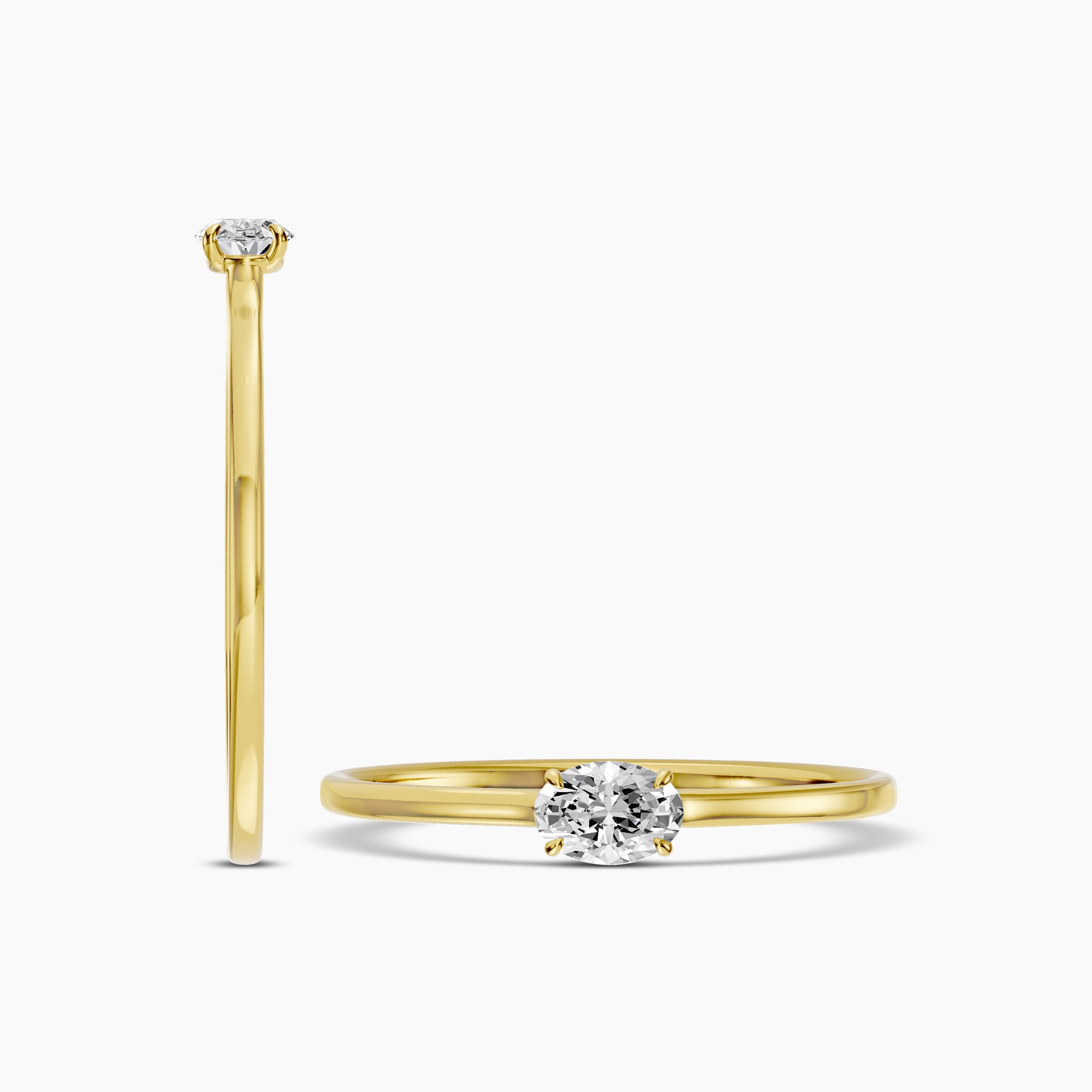 14KY 0.20 Ctw Lab Grown East-West Oval Diamond Stackable Ring