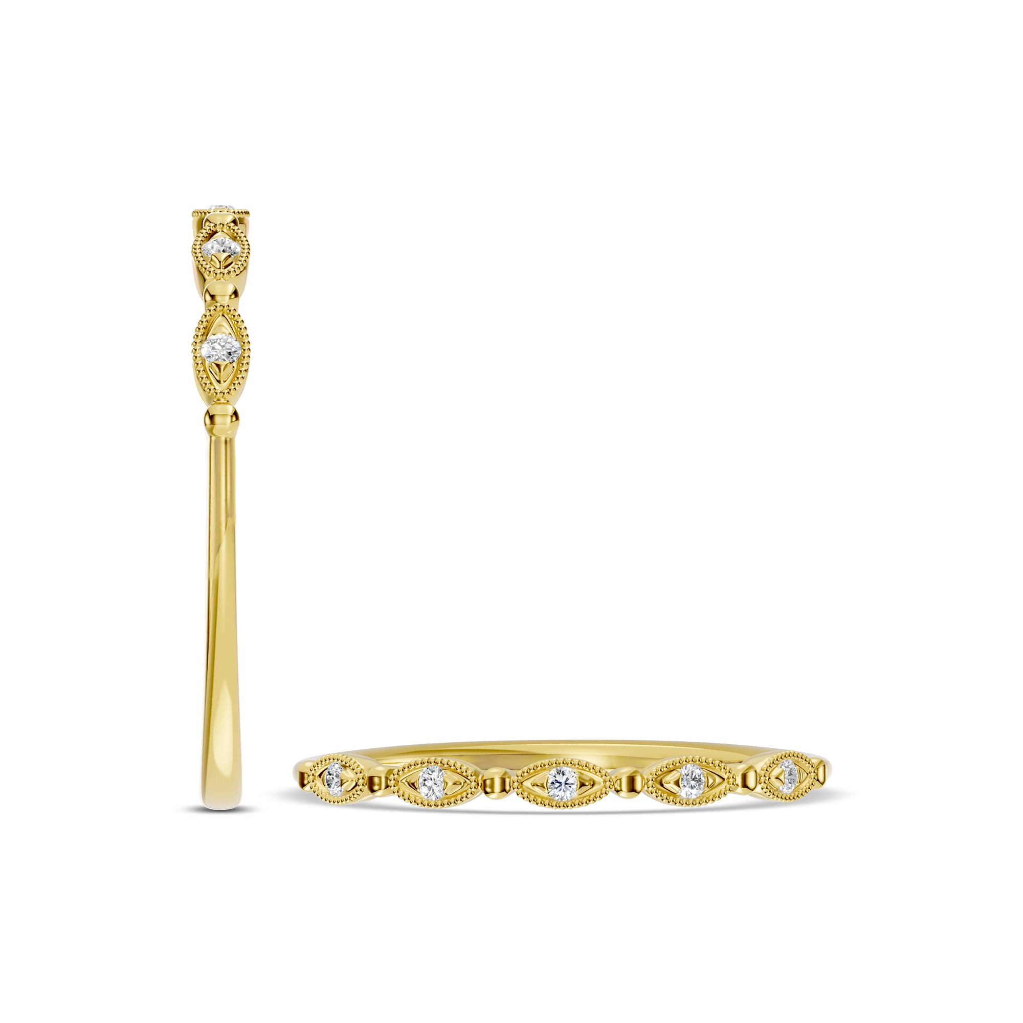 14KY 0.03 Ctw Classic Diamond Marque Shape Band