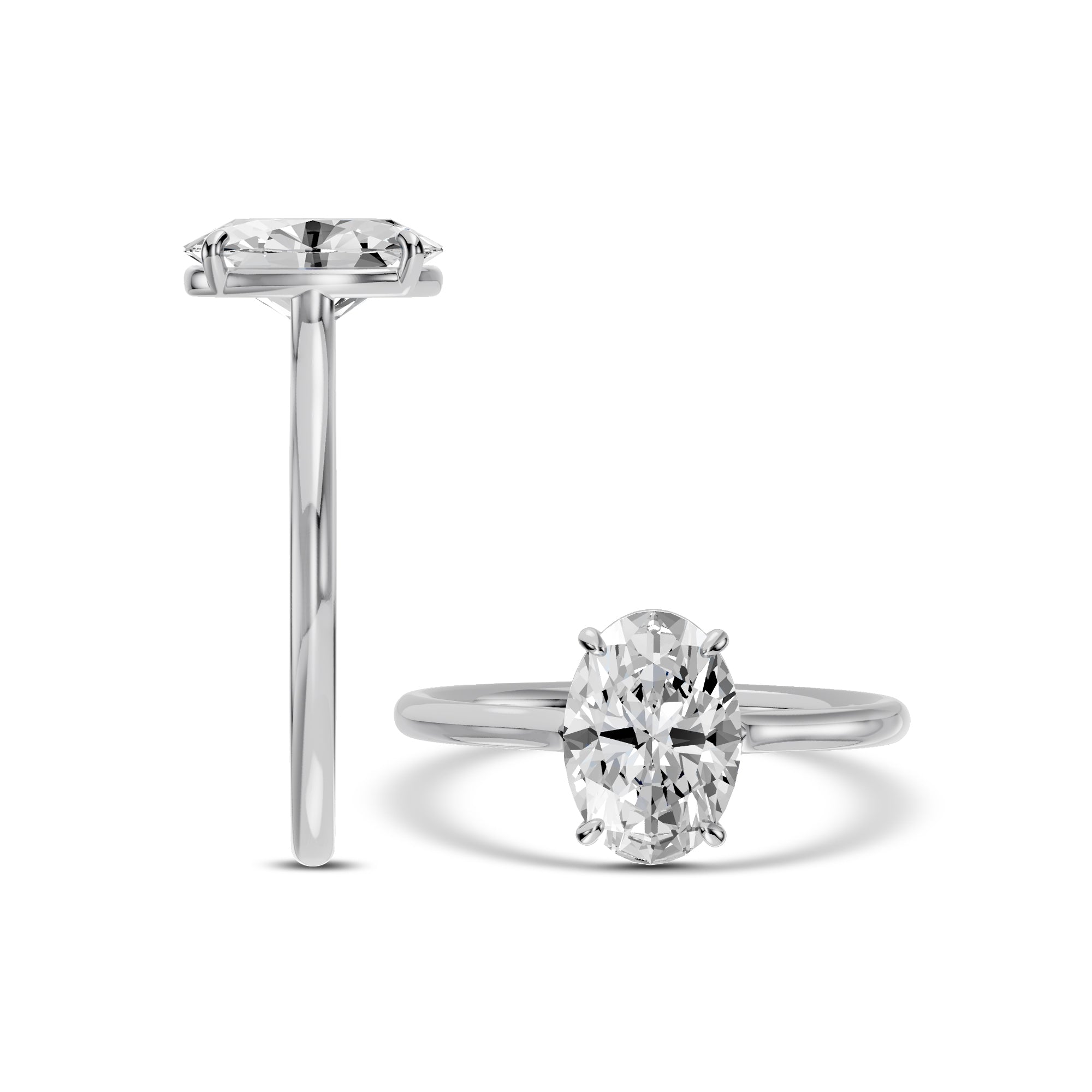 14KW 2.00 Ctw Classic Lab Grown Diamond Oval 4 Prong Set Ring IGI-7896414972.06 E;VS2