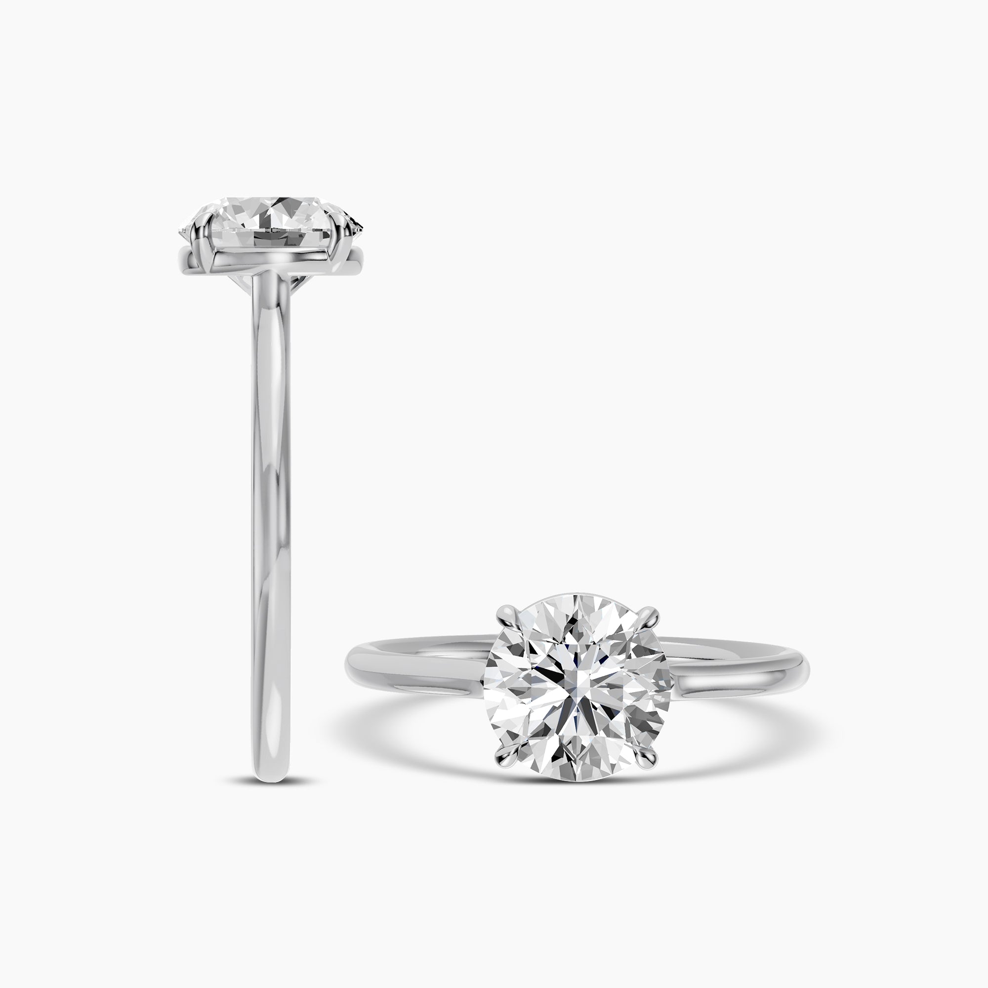 14KW 2.00 Ctw Classic Lab Grown Diamond Round 4 Prong Set Ring IGI-775641135-2.00 F;VS2