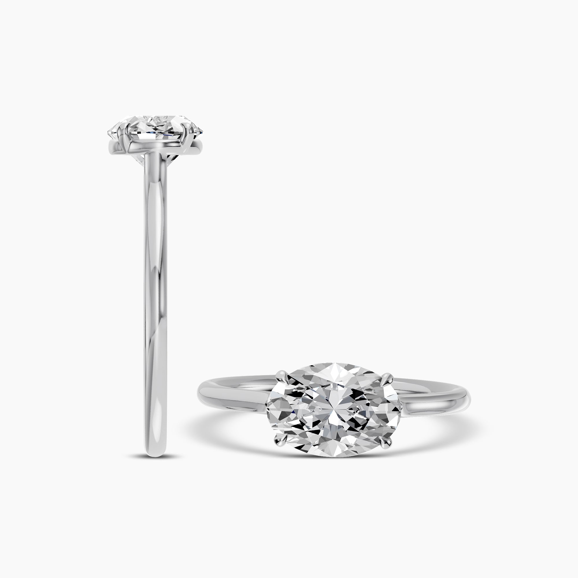 14KY 2.00 Ctw Classic Lab Grown Diamond East-West Oval 4 Prong Set Ring IGI-